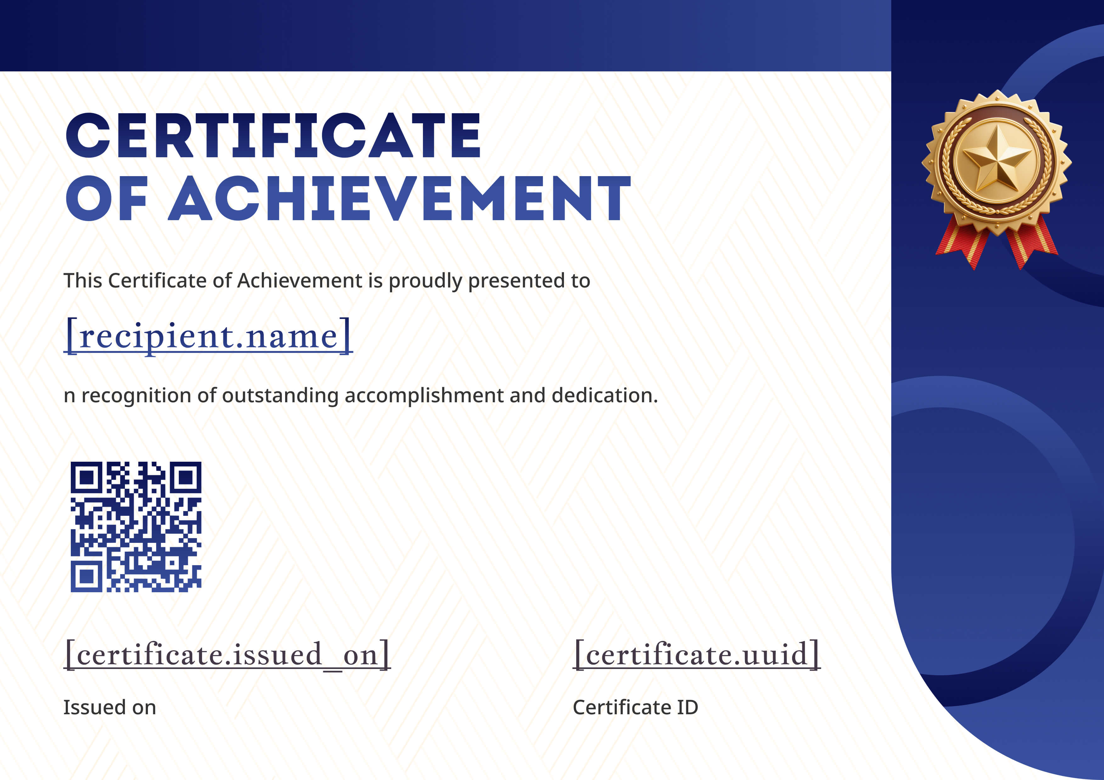 Royal Blue Star Medallion — certificate of completion template