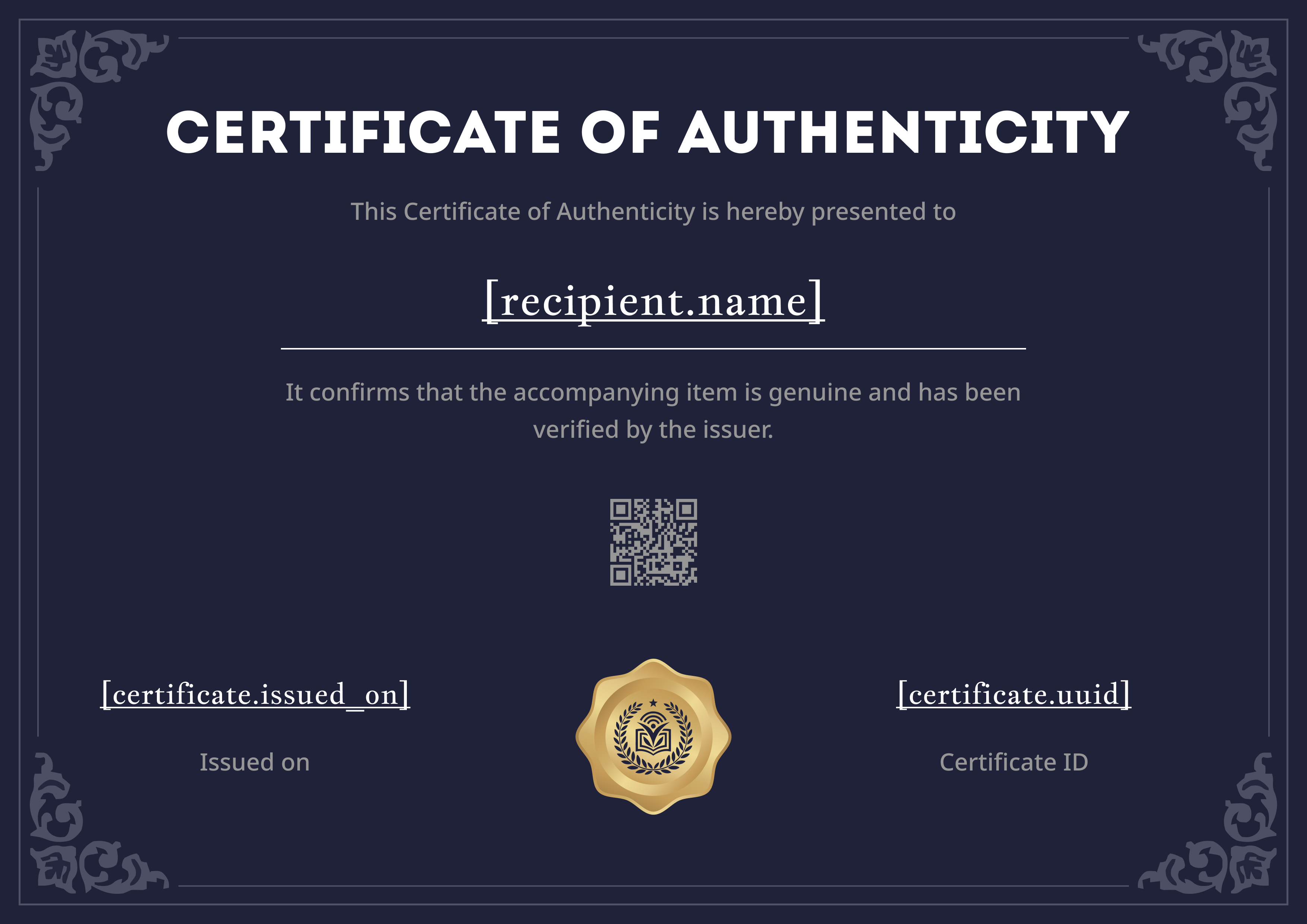 Navy Gold Wax Seal Landscape — certificate of completion template preview