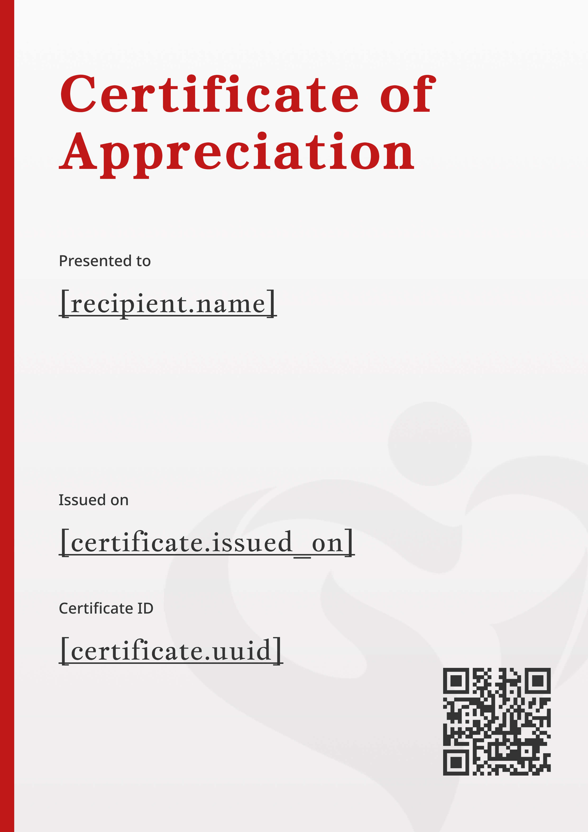 Minimalist Red Sidebar — Portrait — certificate of completion template preview