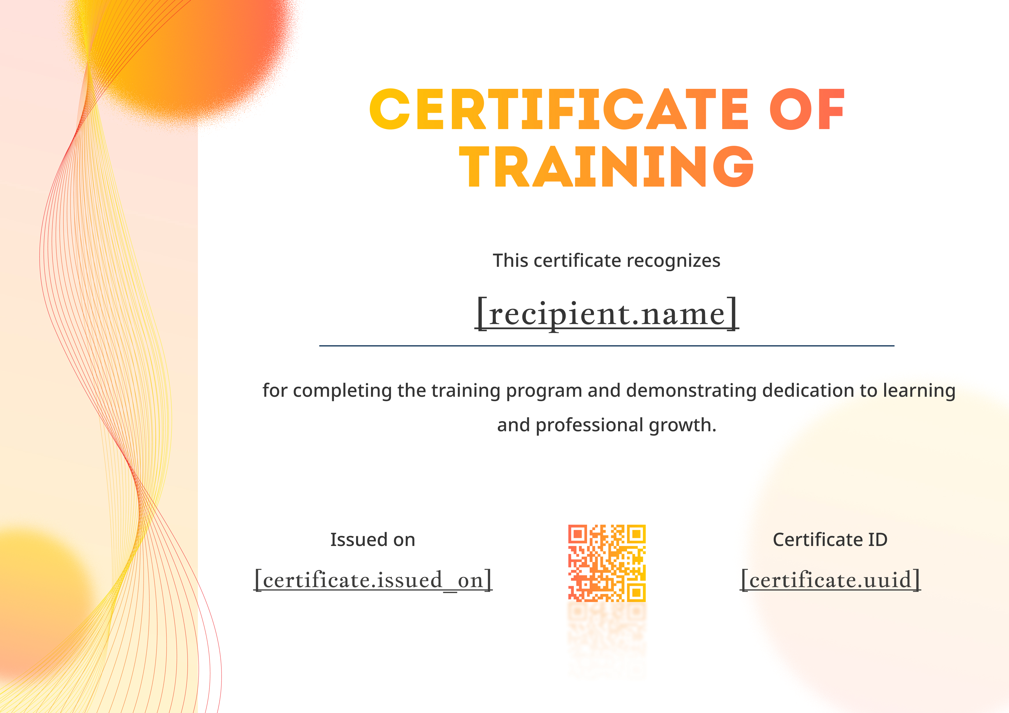 Sunset Gradient Training Certificate — certificate of completion template preview