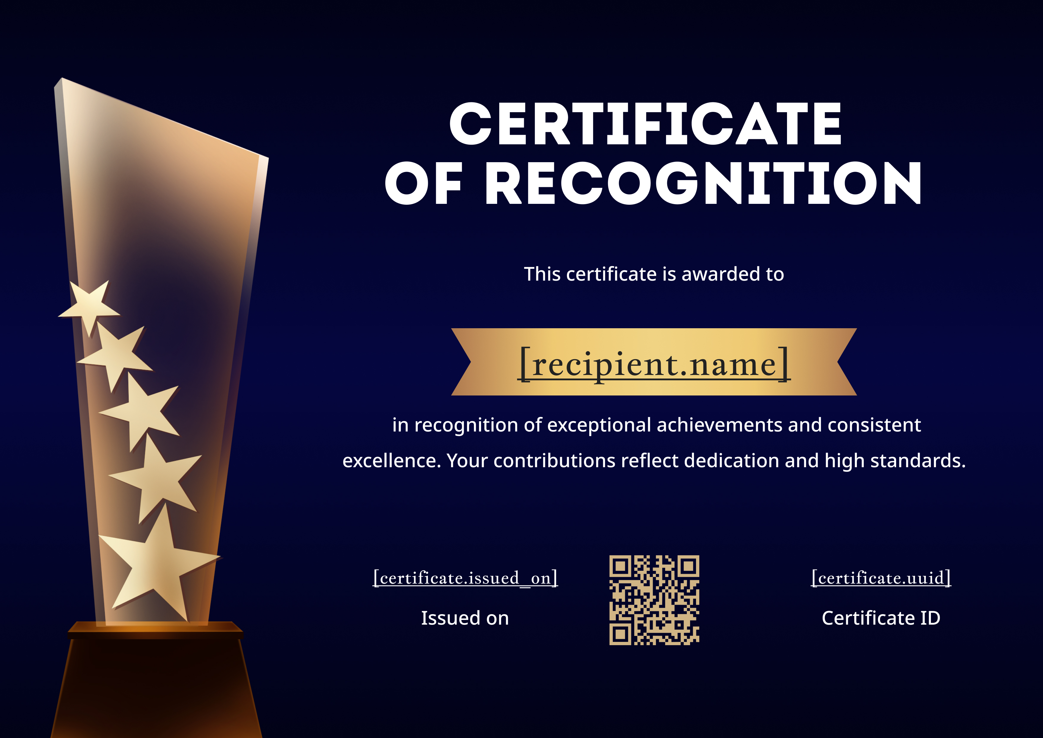 Midnight Star Trophy — certificate of completion template preview