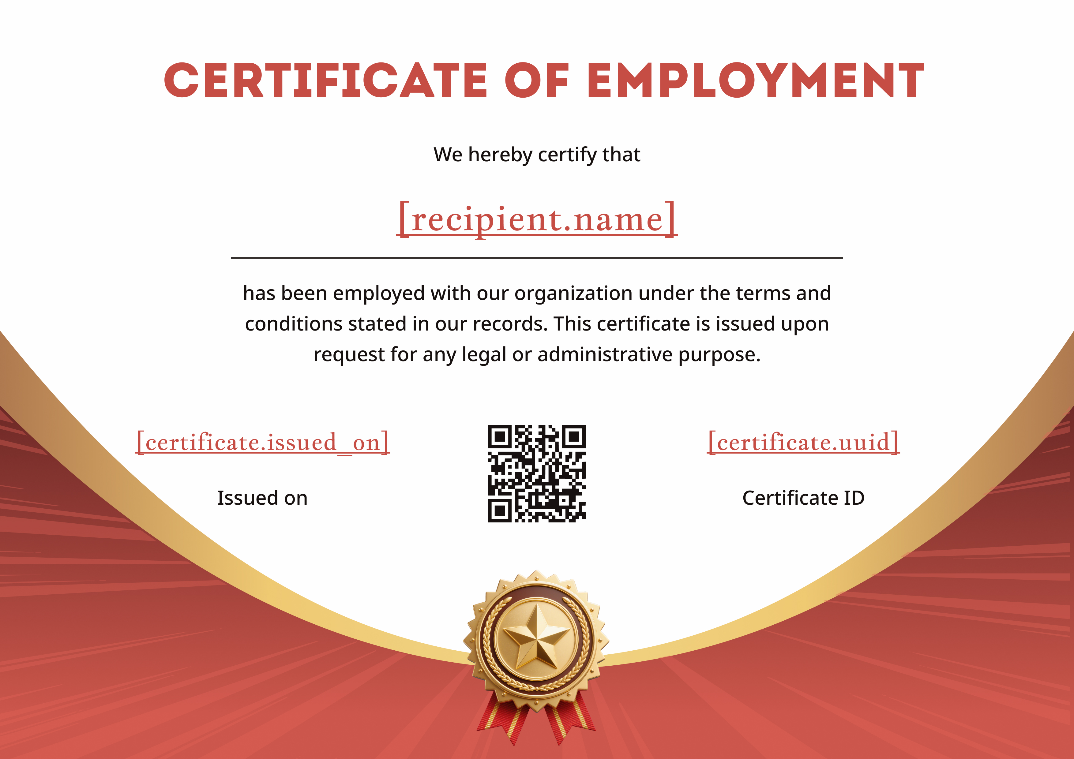 Bold Red Starburst Award — certificate of completion template preview