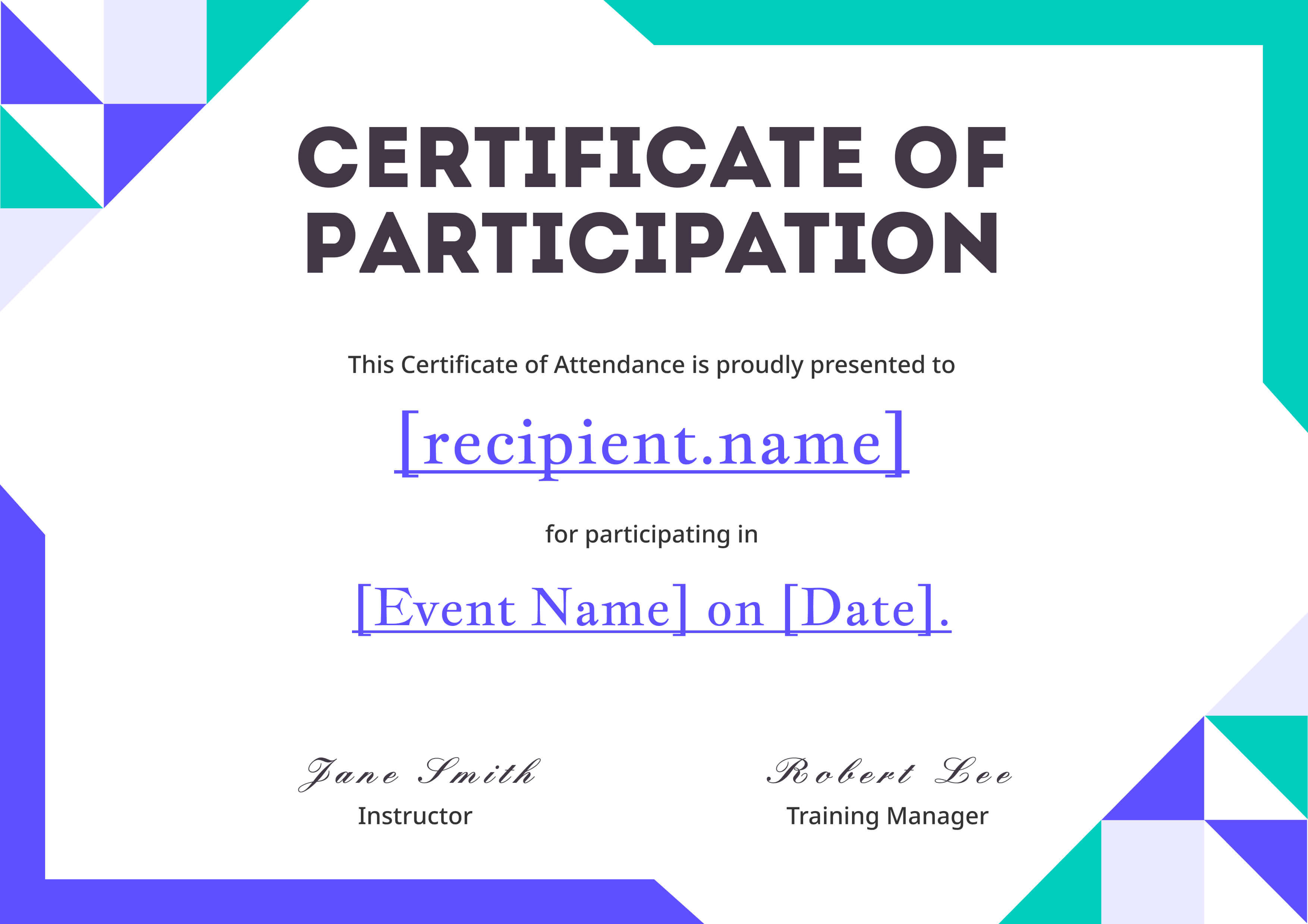 Bold Geometric Triangles — certificate of completion template preview