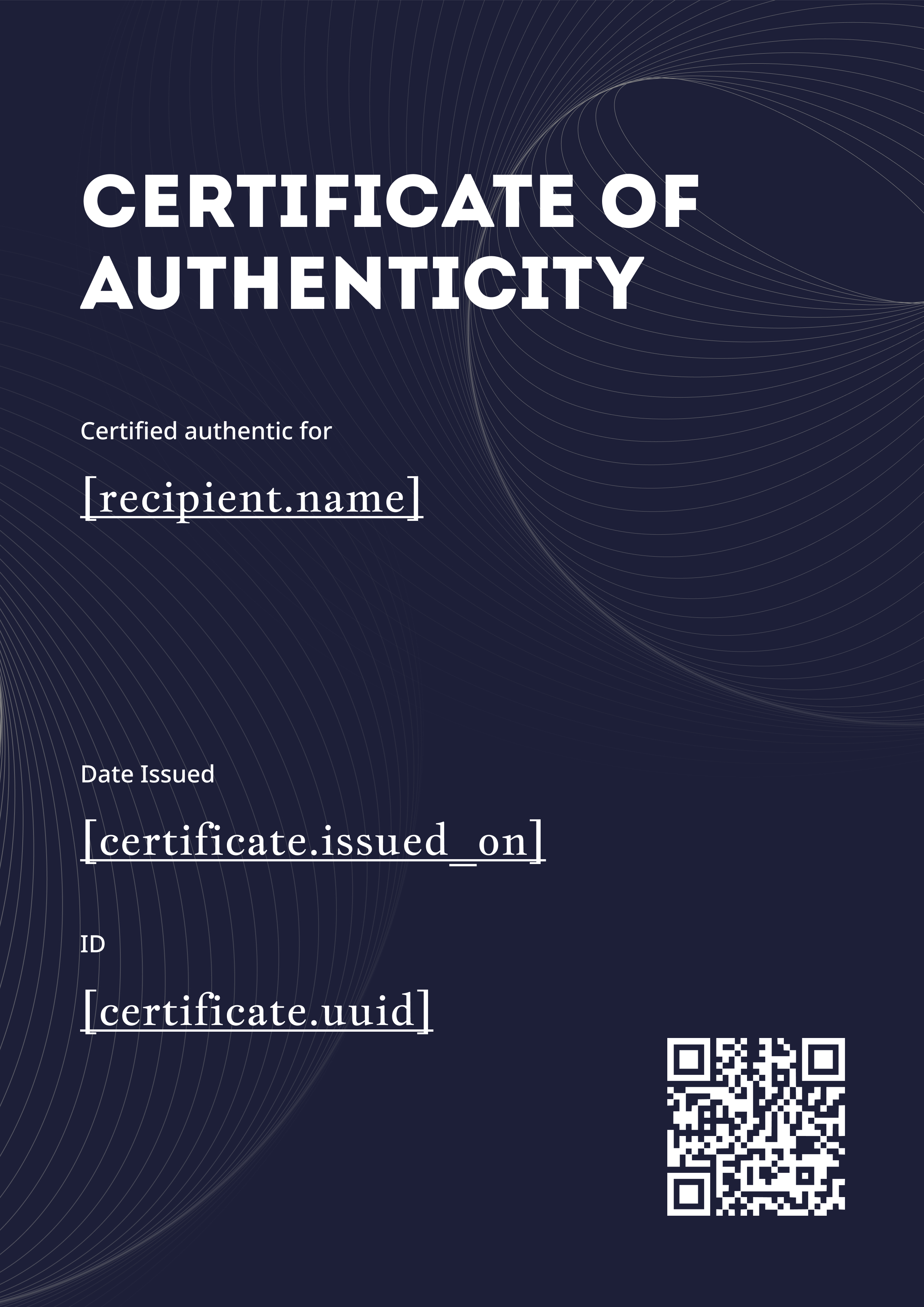 Indigo Spiral Minimalist Portrait — certificate of completion template preview