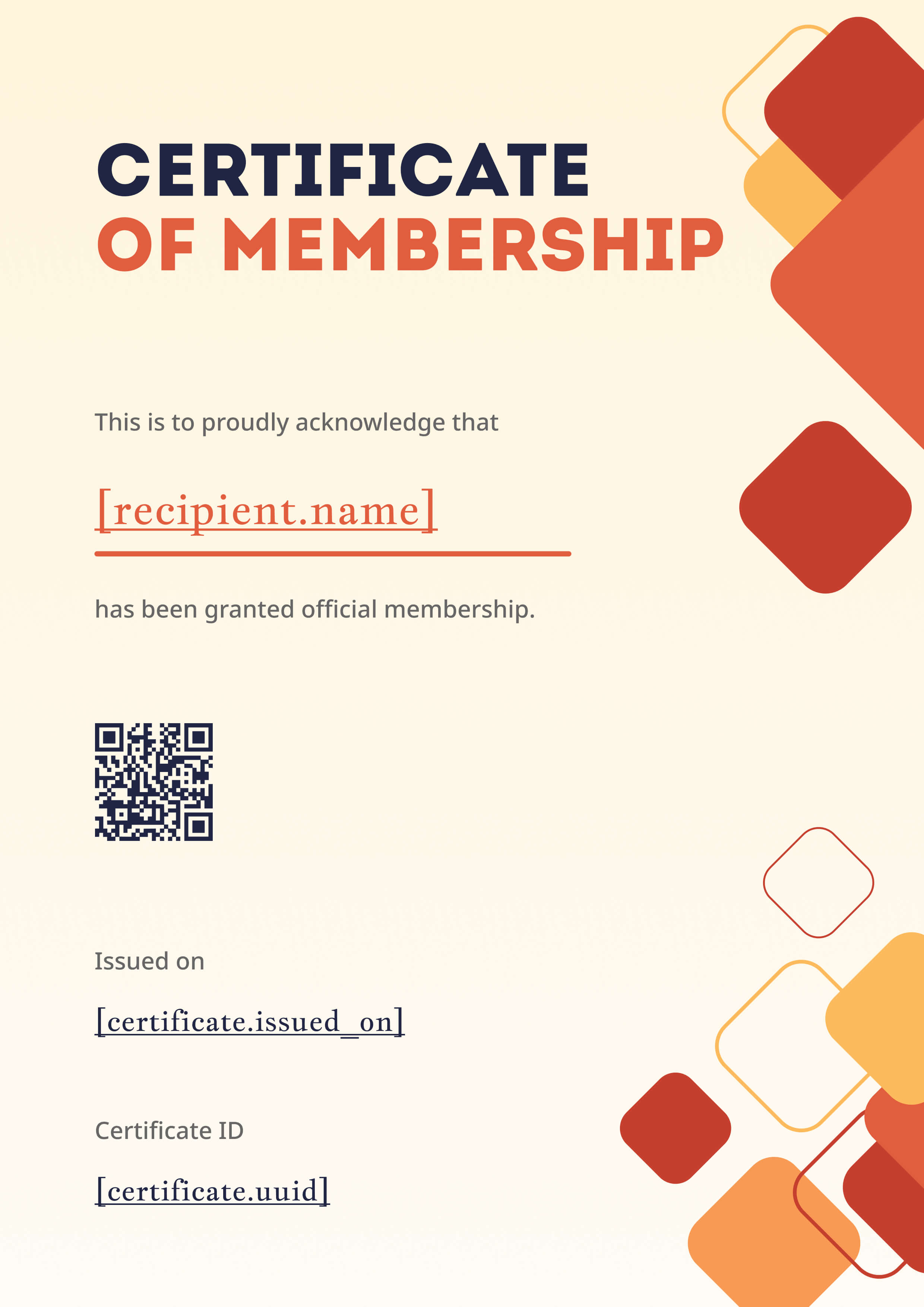 Coral Mosaic Modern Portrait — certificate of completion template preview