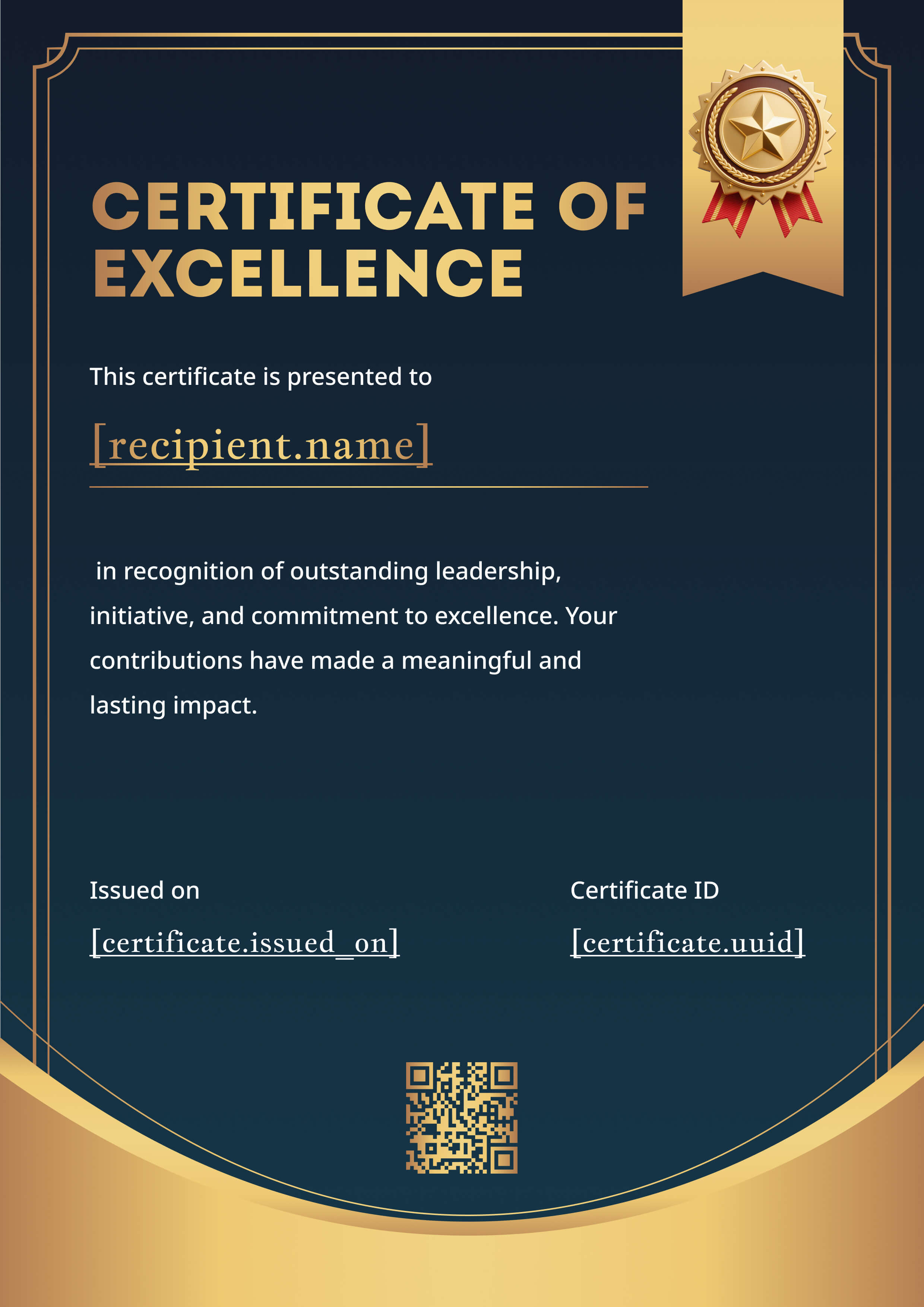 Midnight Gold Sweep Portrait — certificate of completion template preview