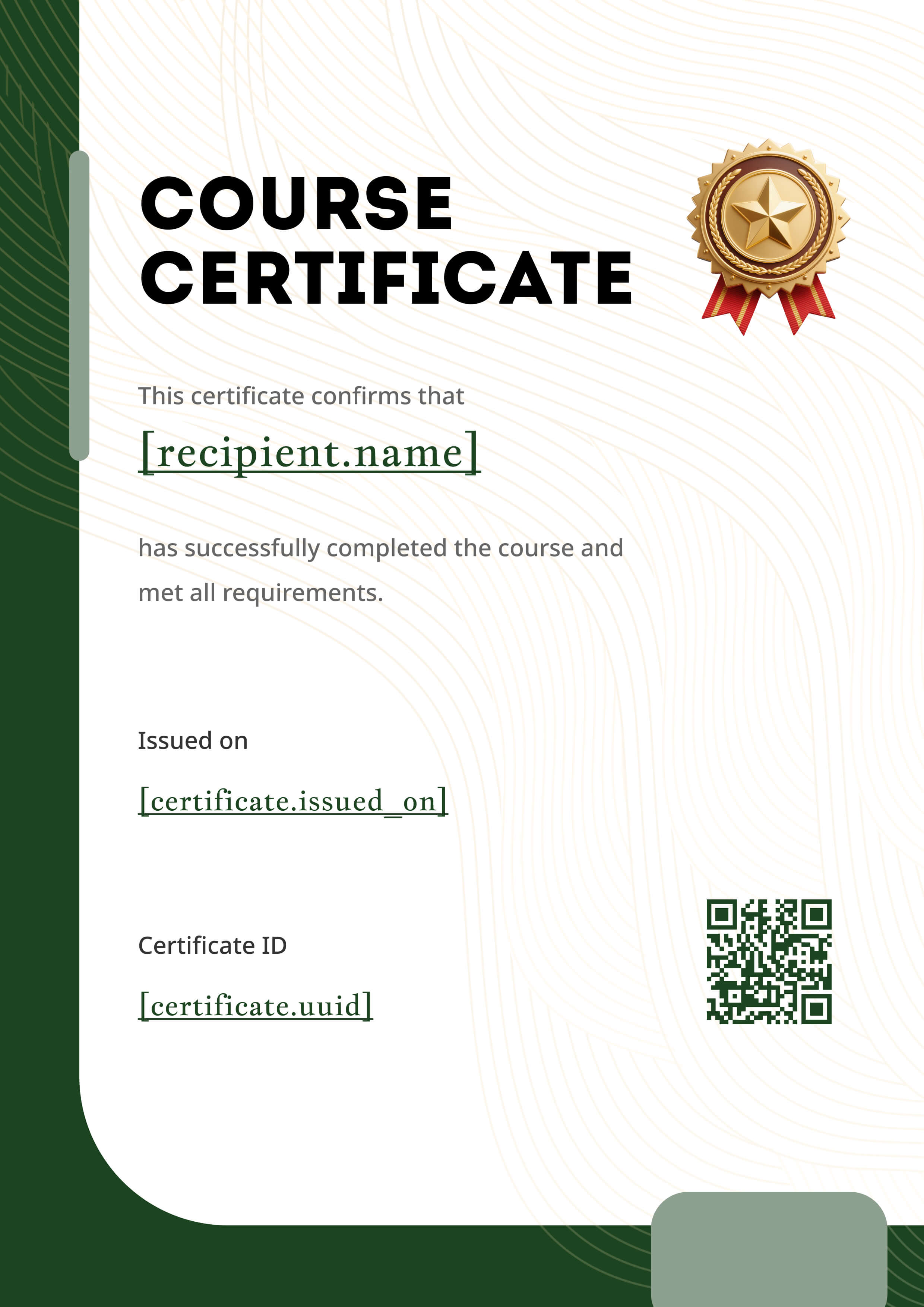 Forest Green Medal Portrait — certificate of completion template preview