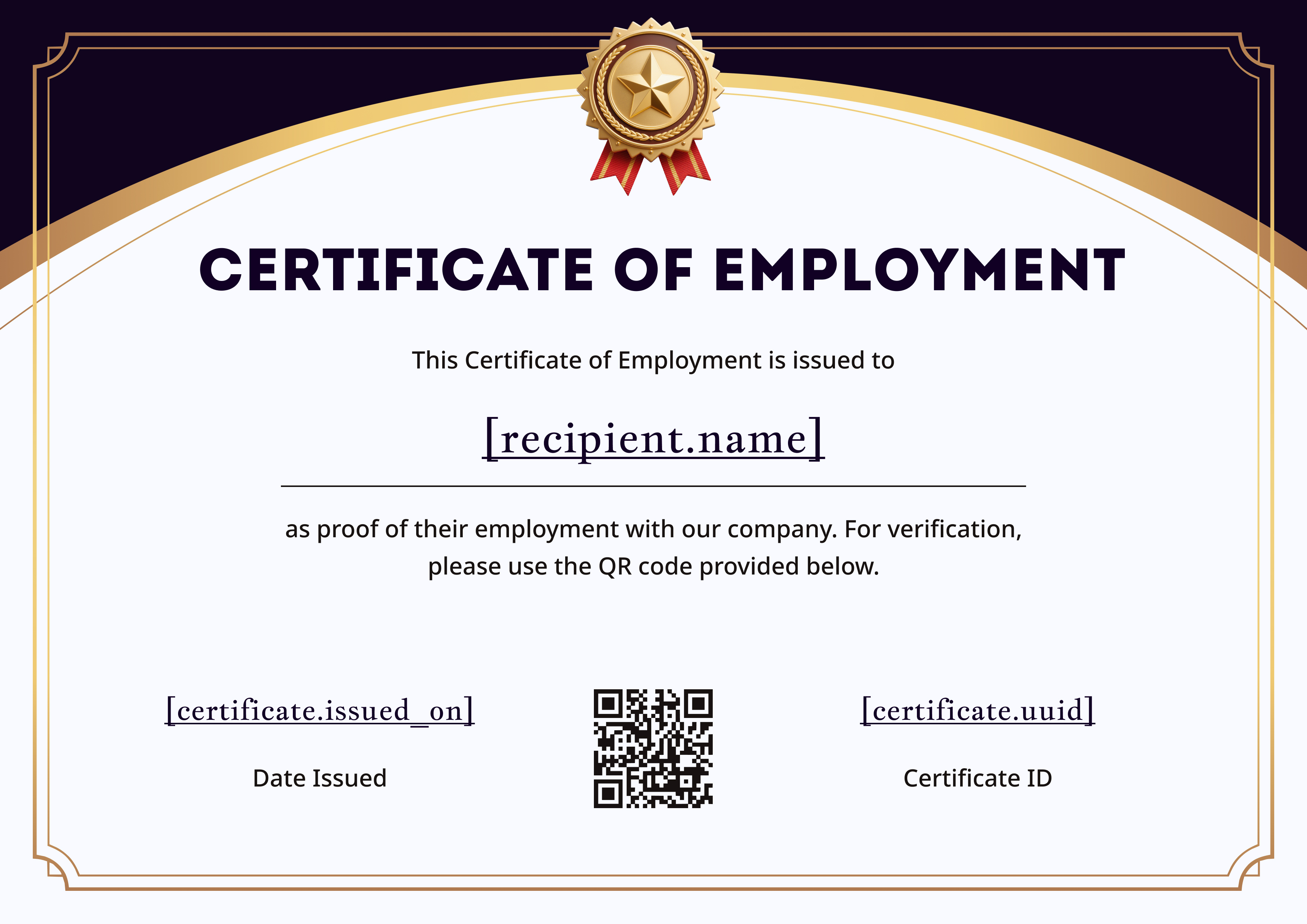 Elegant Gold Arch Frame — certificate of completion template preview