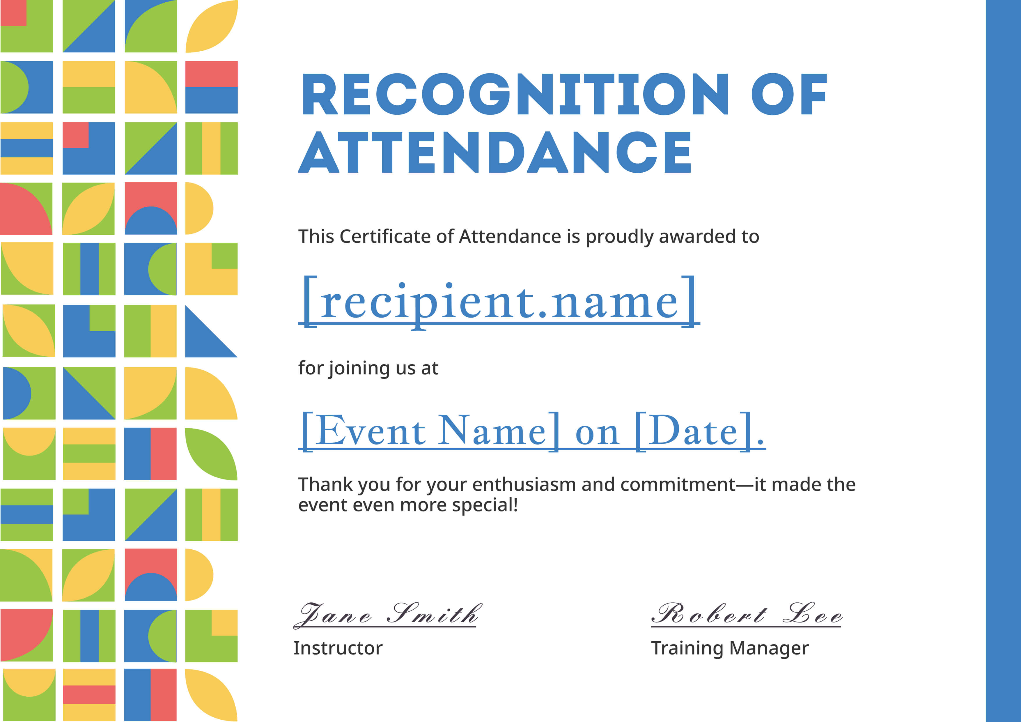 Bauhaus Color Blocks — certificate of completion template preview
