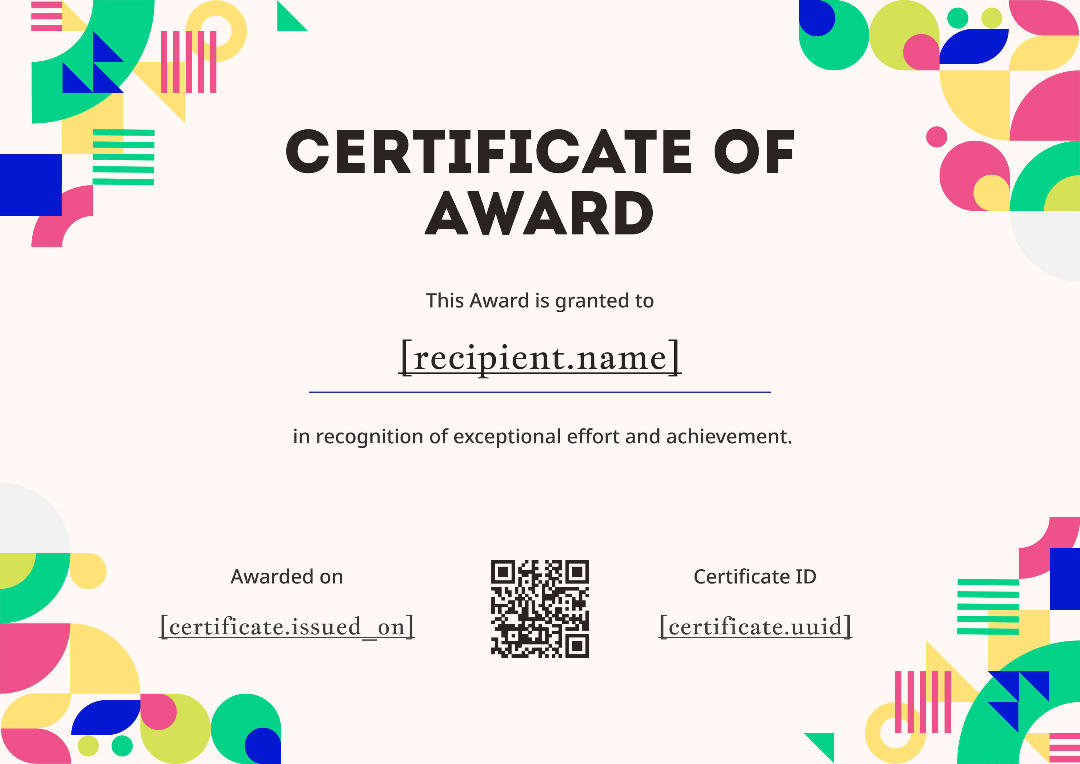 Mid-Century Mosaic Landscape — certificate of completion template preview