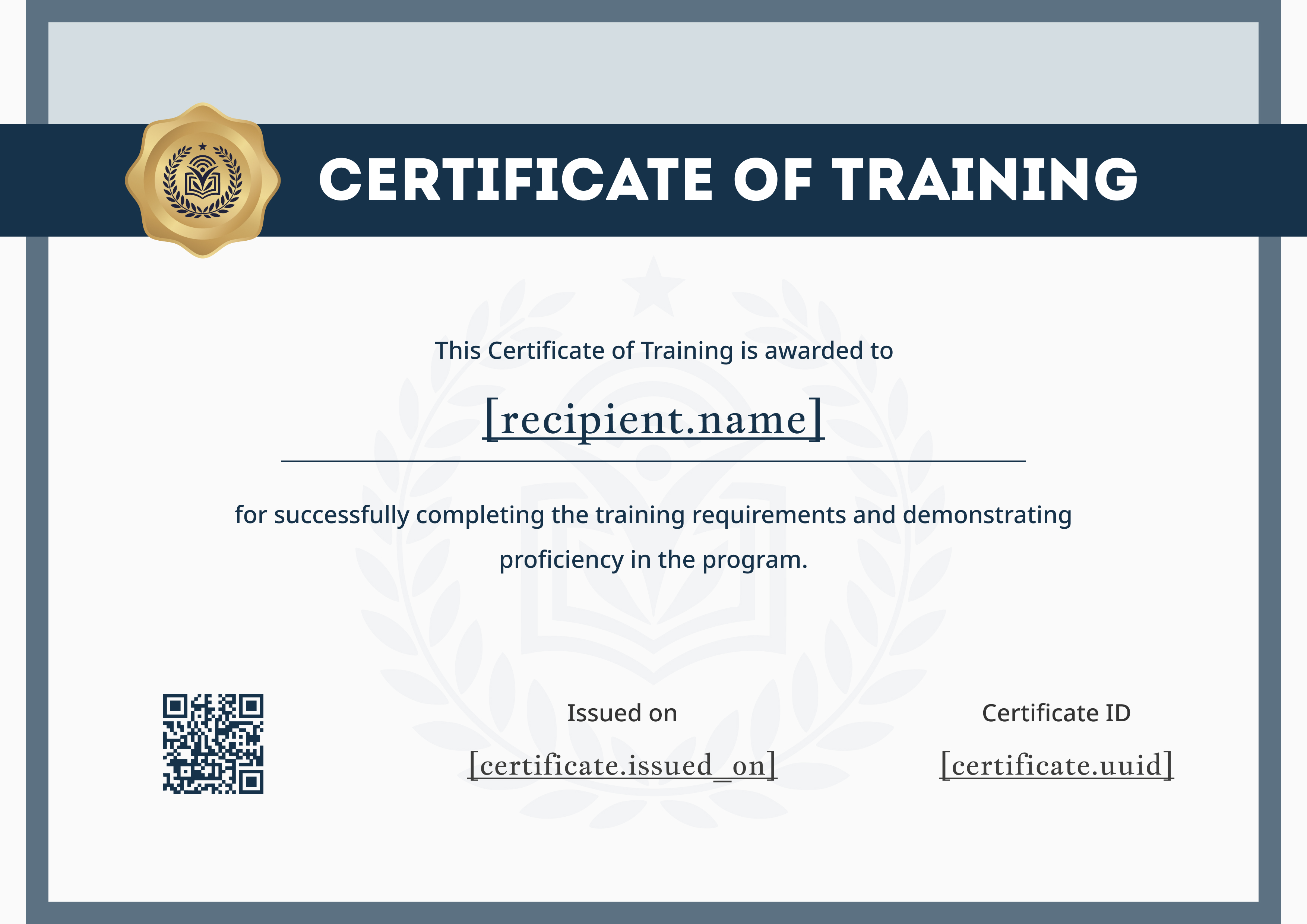 Navy & Gold Seal Training Certificate — certificate of completion template preview