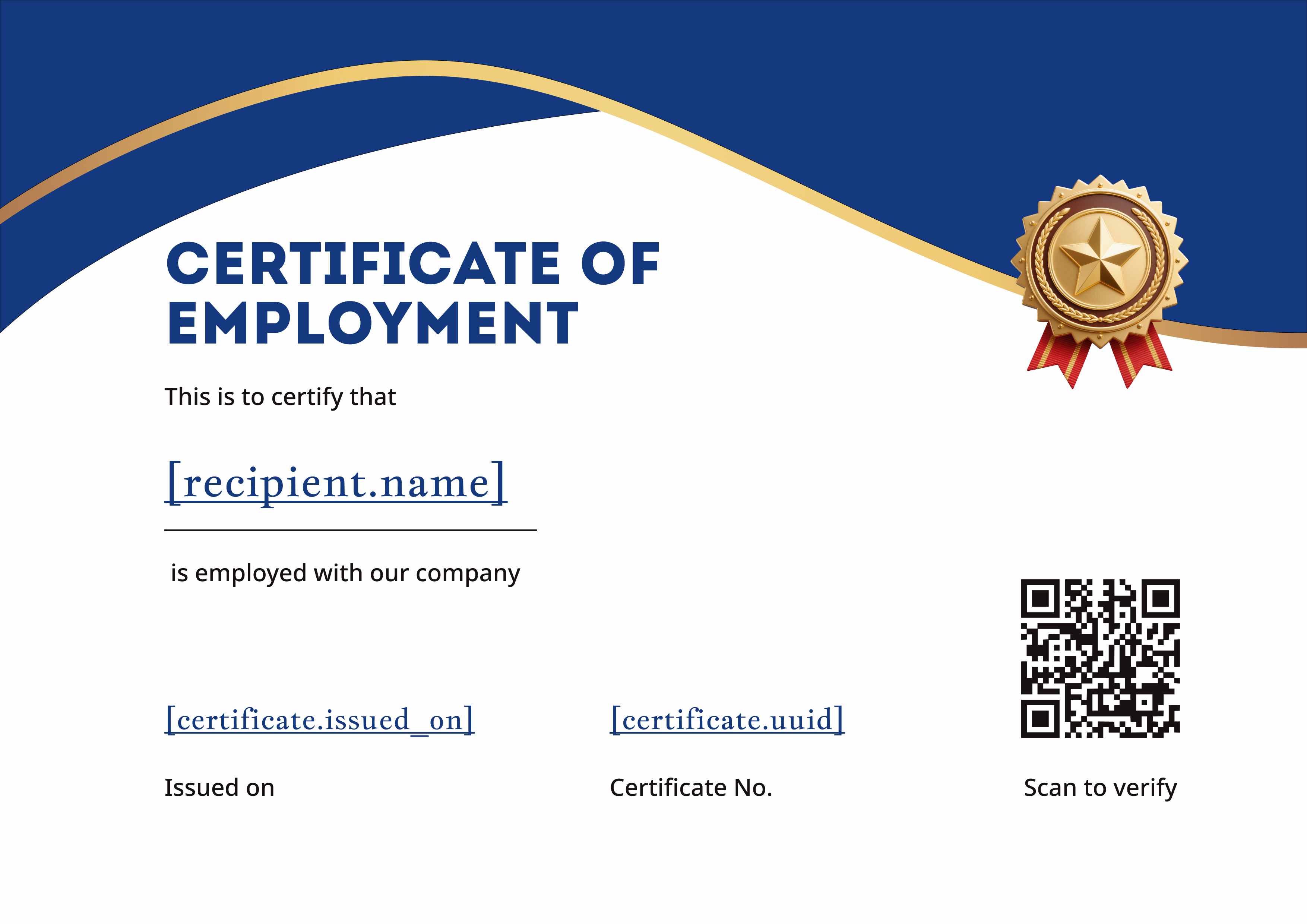 Navy & Gold Wave Emblem — certificate of completion template preview