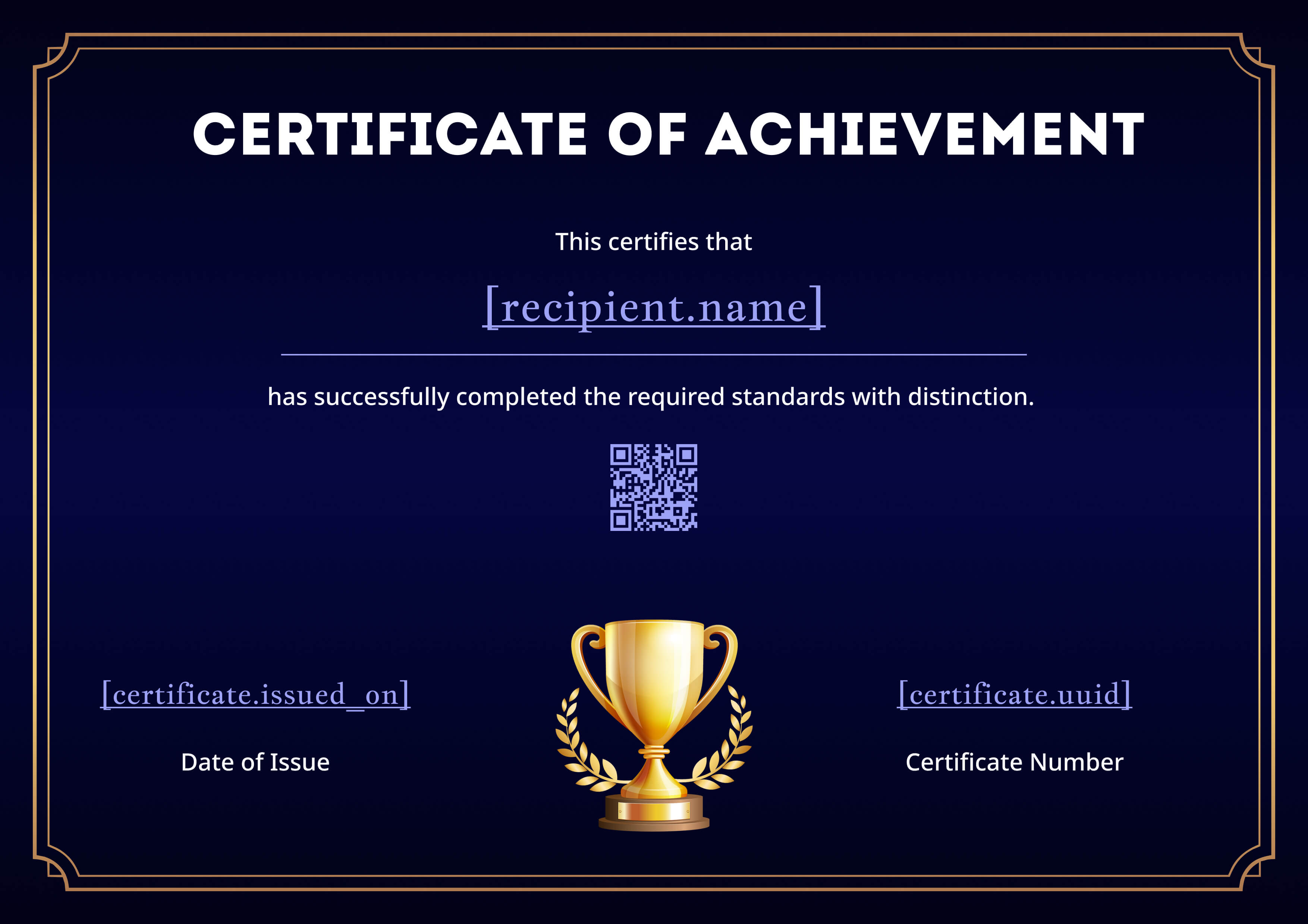Midnight Gold Trophy — certificate of completion template preview