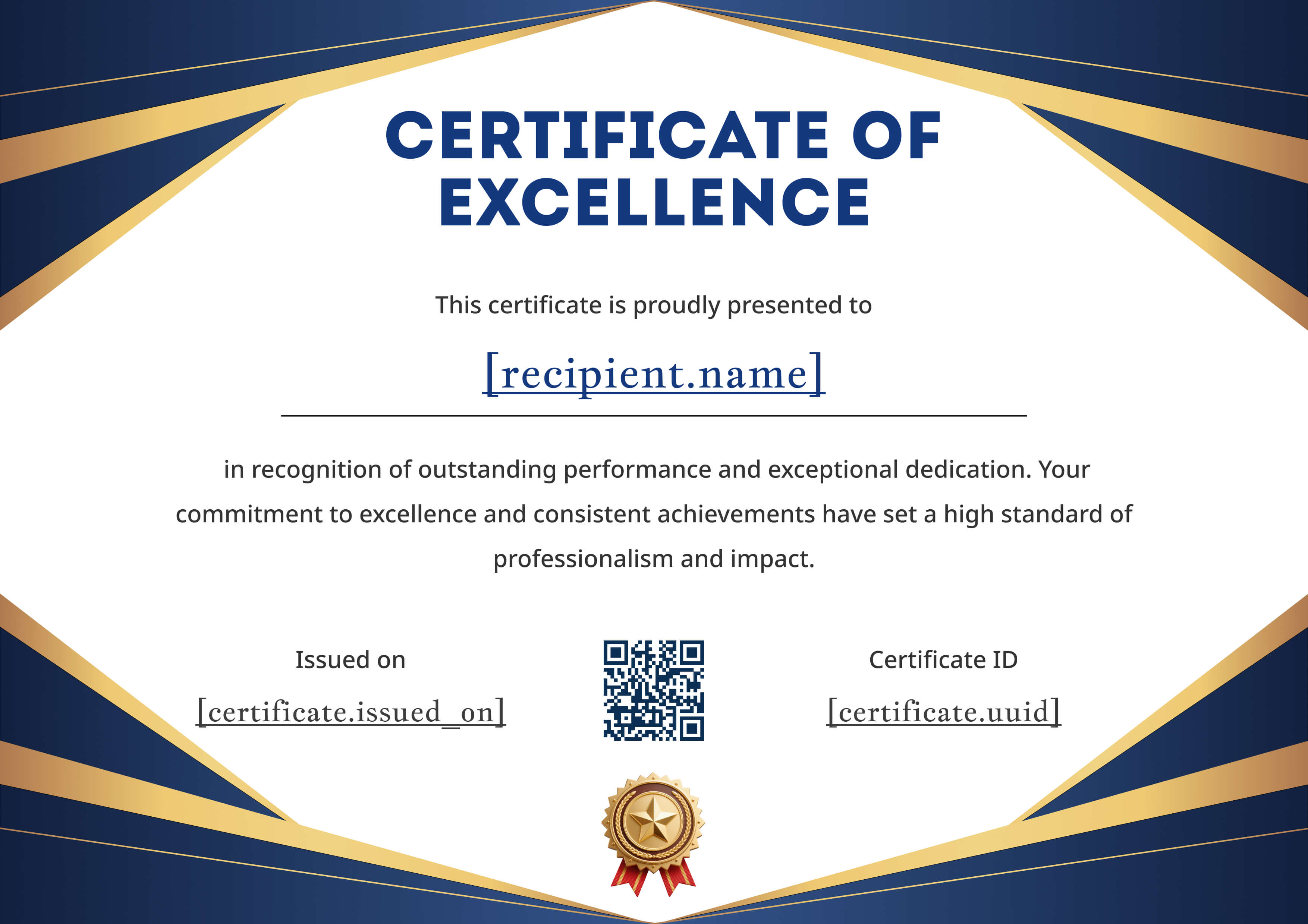 Navy & Gold Prism — certificate of completion template preview
