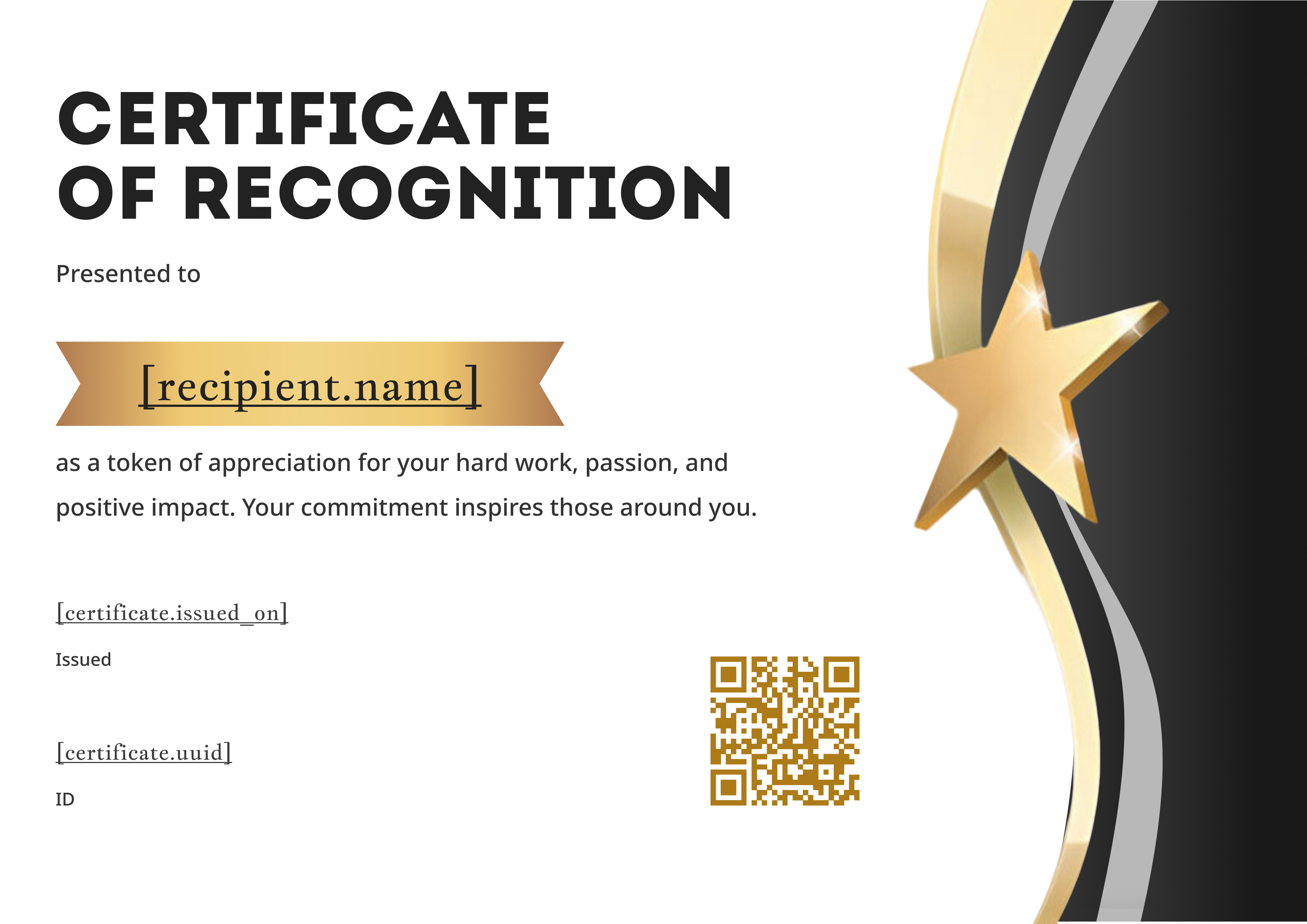 Gold Star Ribbon — certificate of completion template preview
