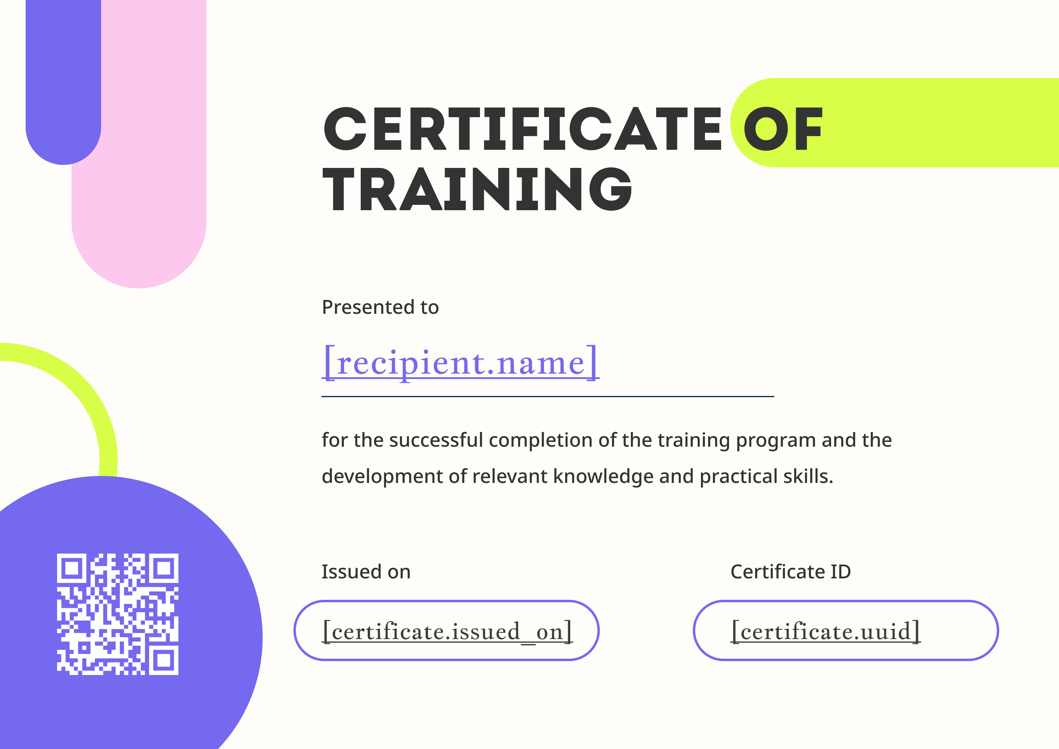 Playful Pastel Training Certificate — certificate of completion template preview