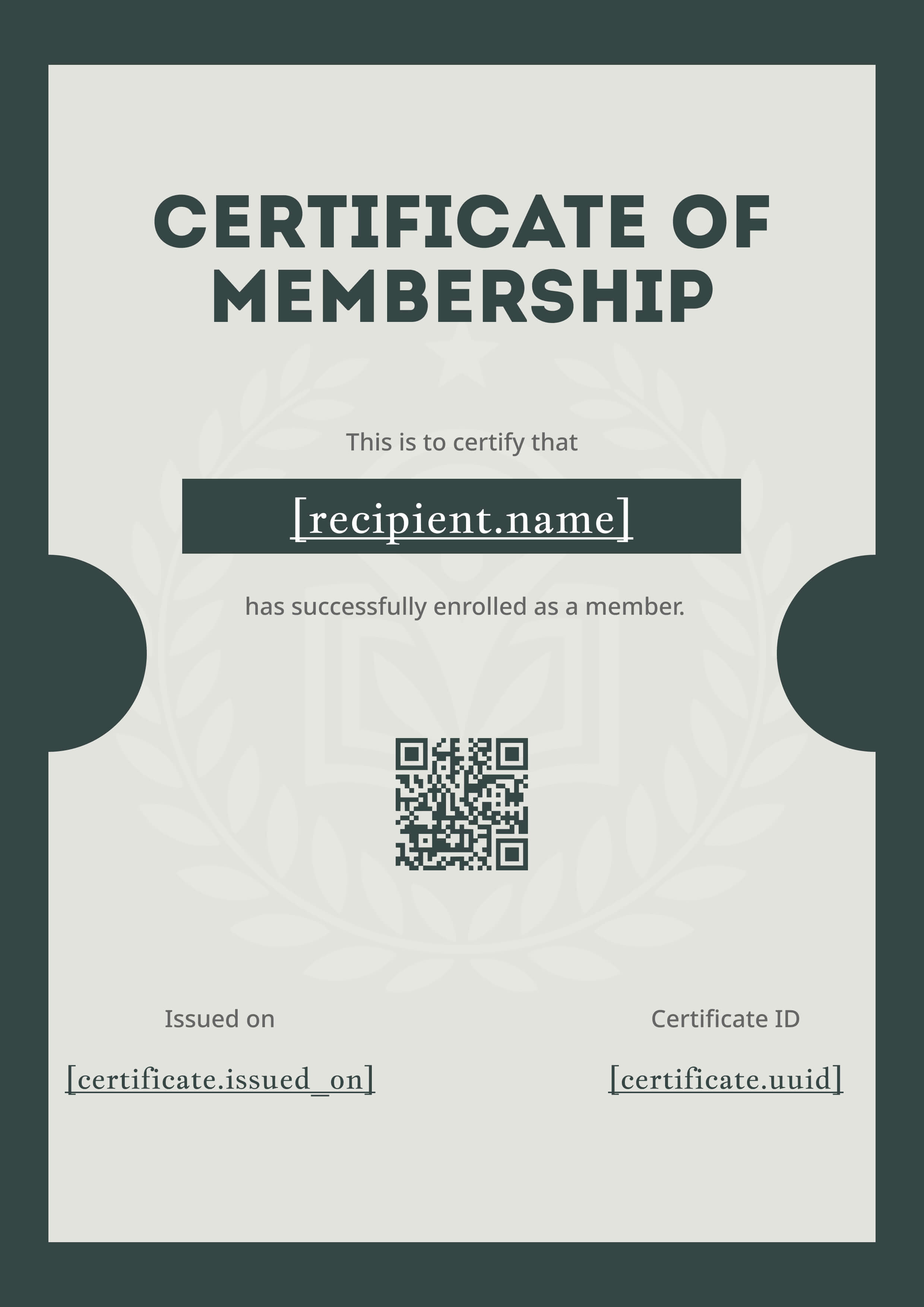 Forest Green Ticket Cutout Portrait — certificate of completion template preview