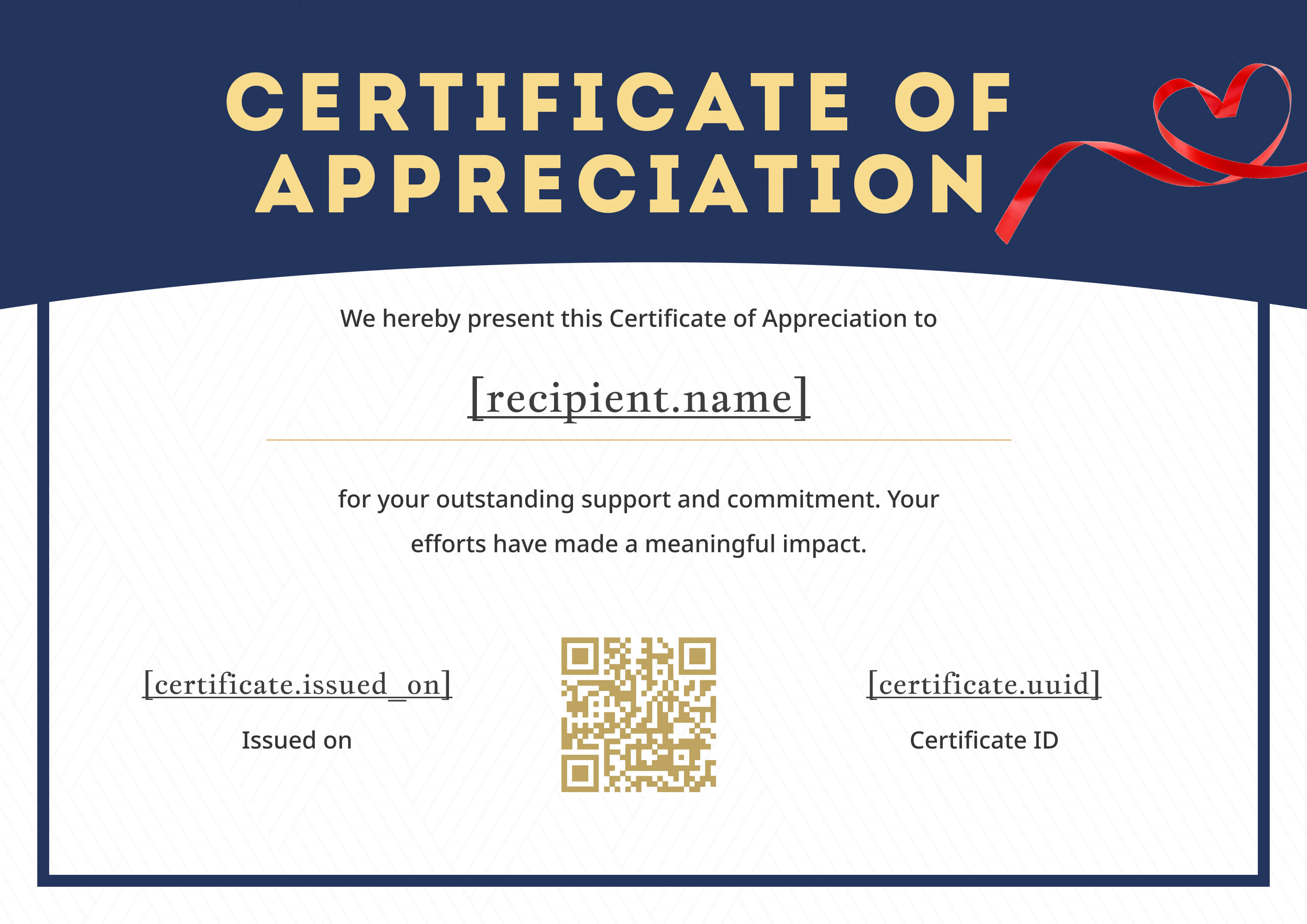 Navy & Gold Ribbon Header — certificate of completion template preview