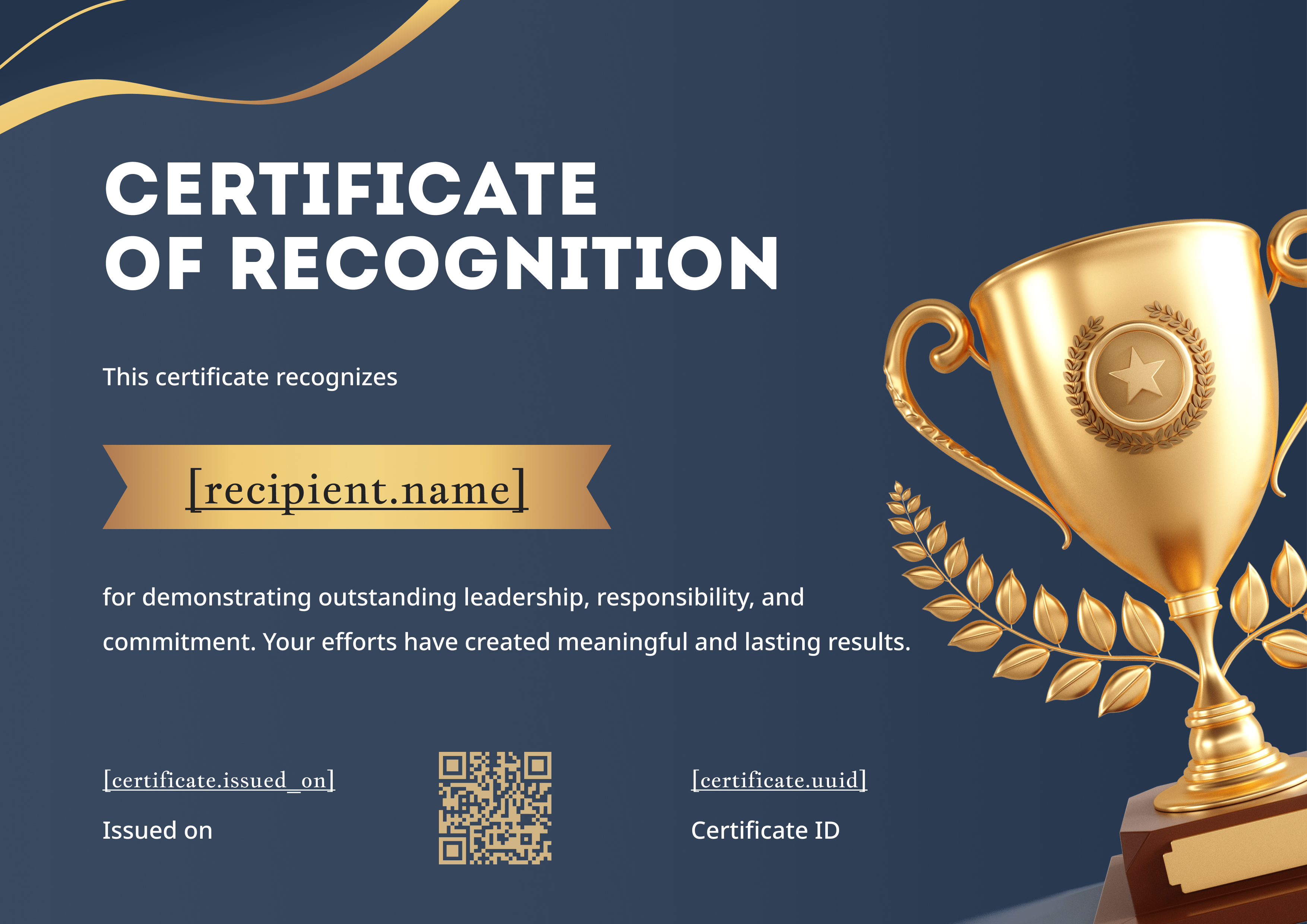 Golden Cup Leadership — certificate of completion template preview