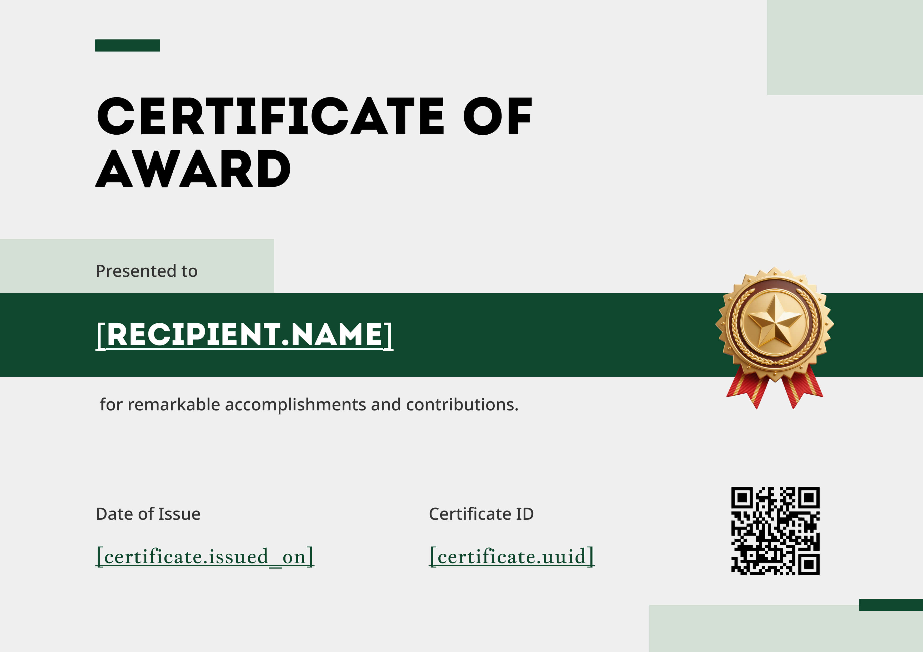 Forest Green Minimal Landscape — certificate of completion template preview
