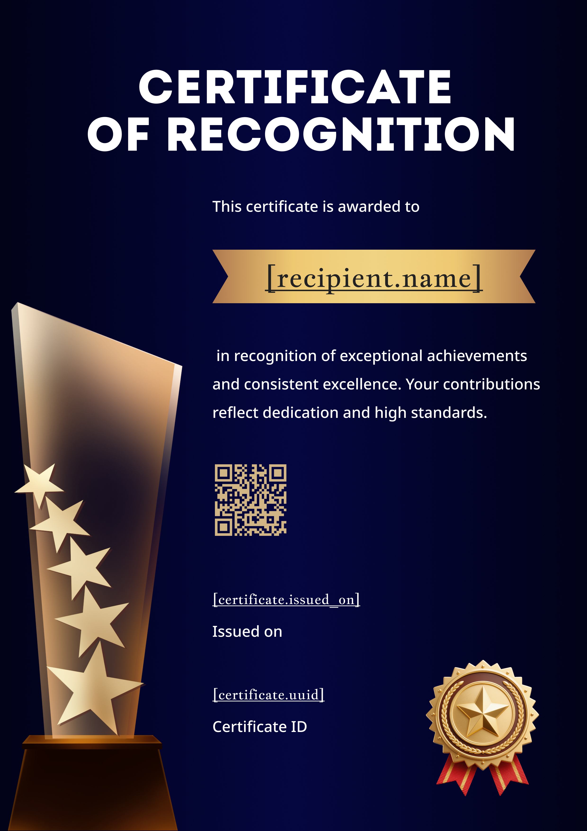 Midnight Star Trophy Portrait — certificate of completion template preview
