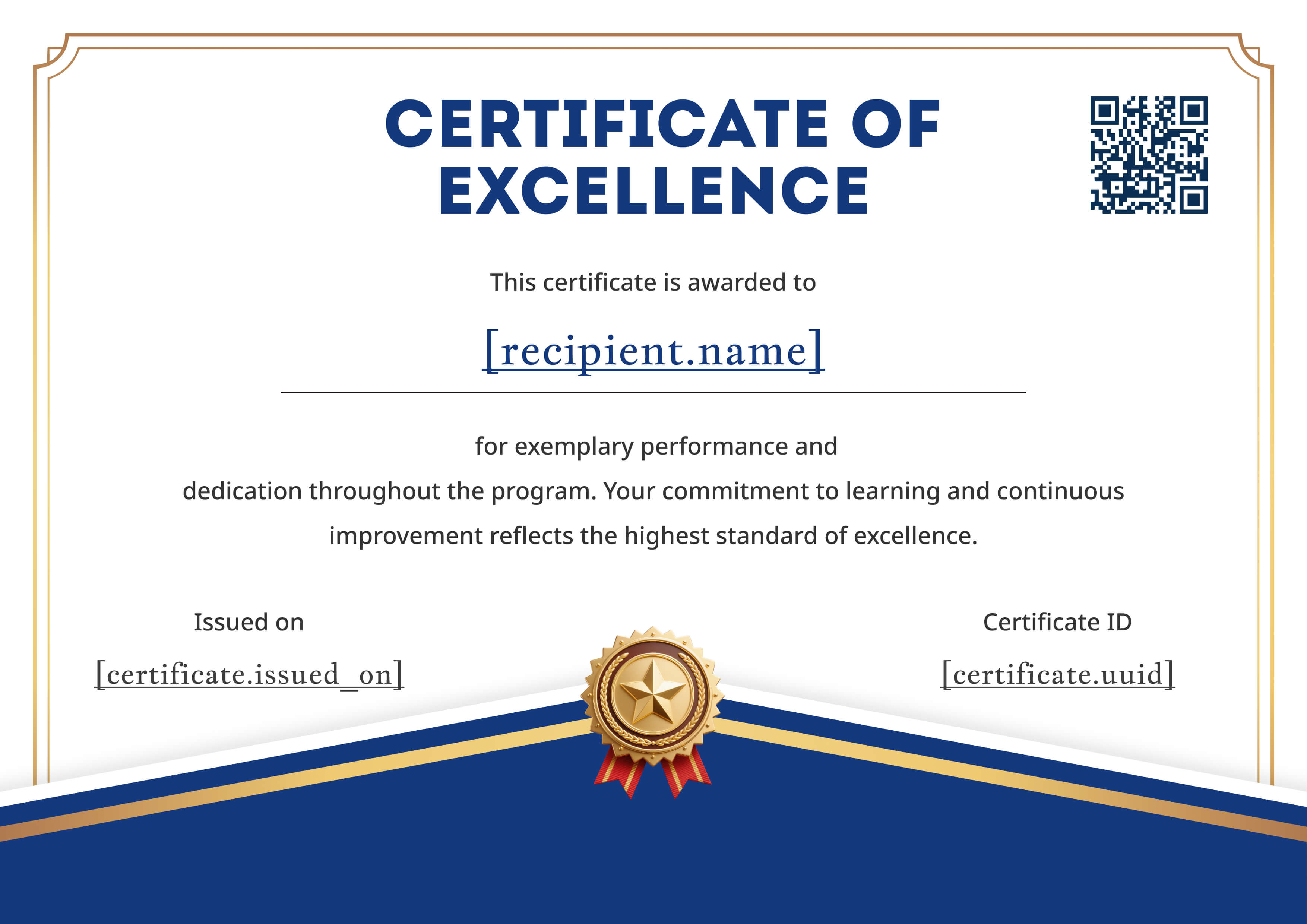 Royal Blue Summit — certificate of completion template preview