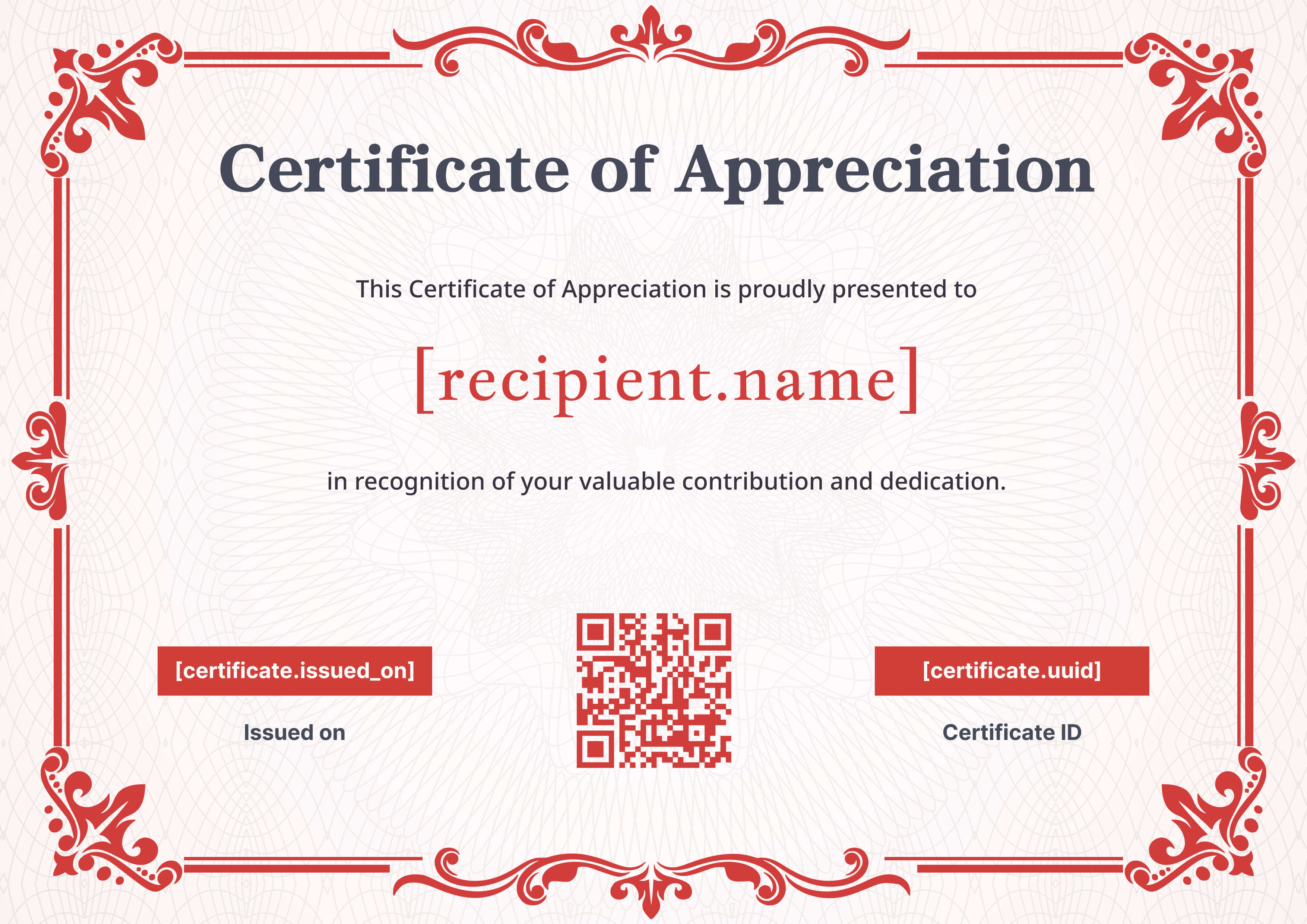 Classic Red Ornate Border — certificate of completion template preview