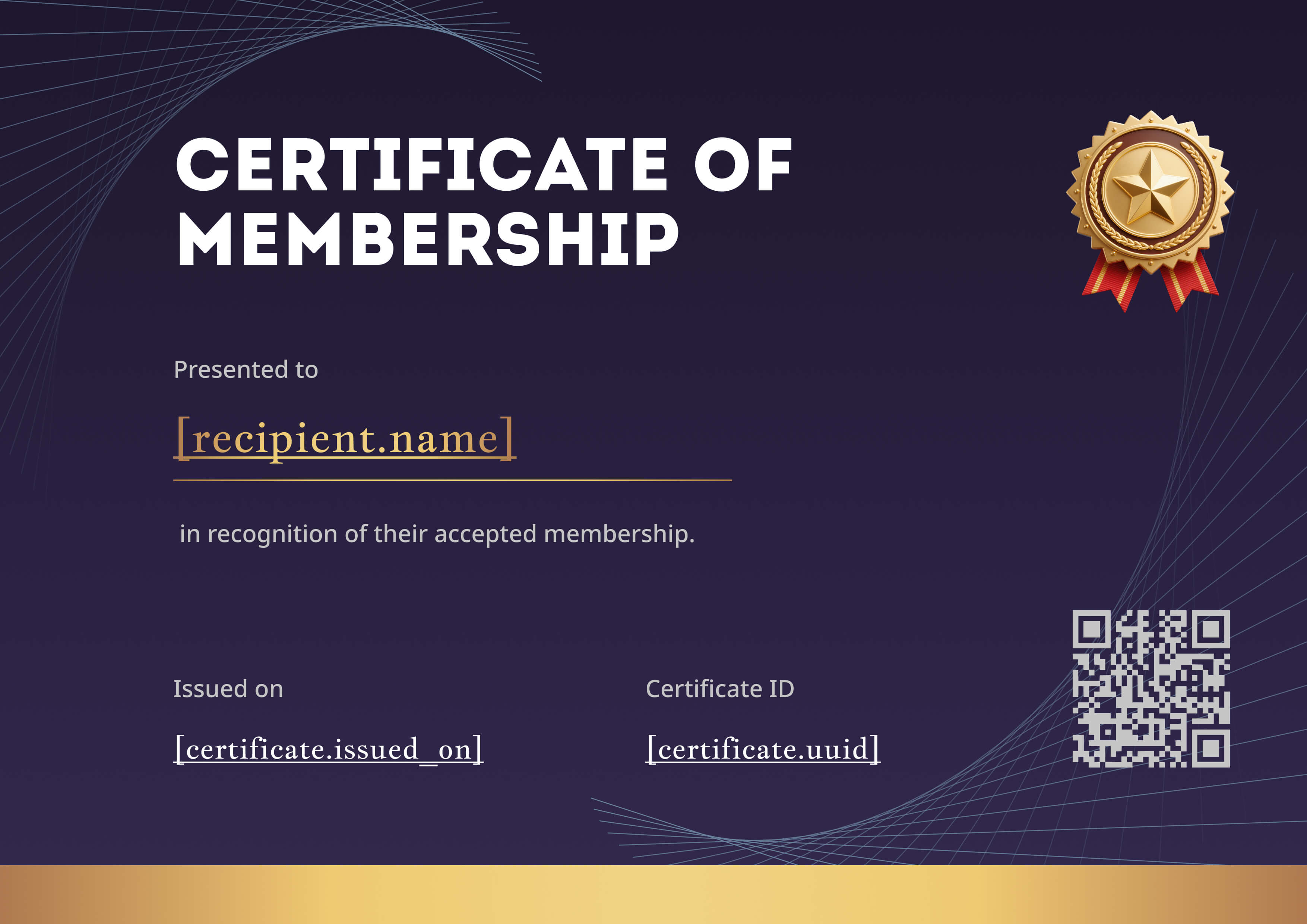 Midnight Purple Gold Medal — certificate of completion template preview