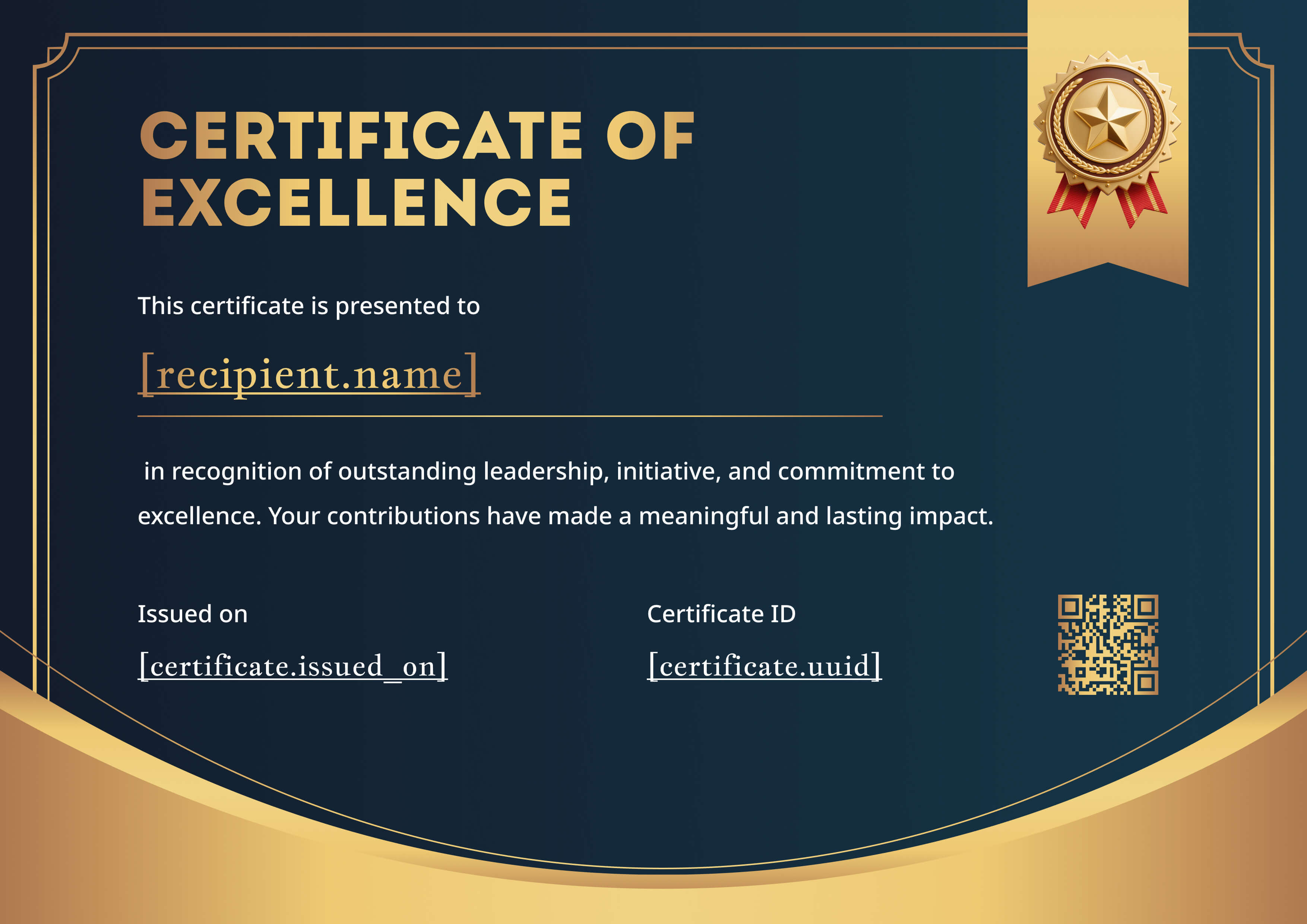 Midnight Gold Sweep — certificate of completion template preview
