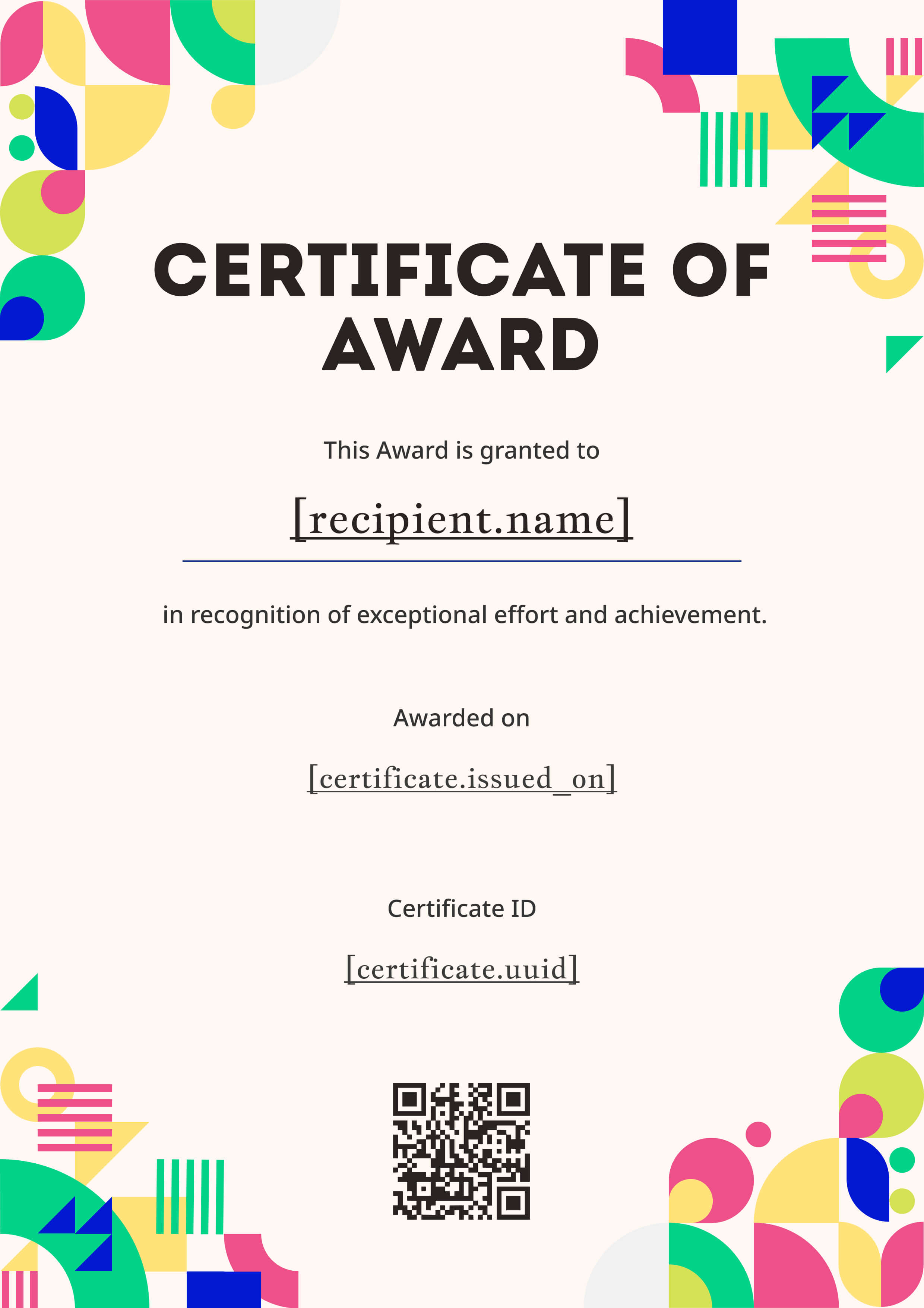 Mid-Century Mosaic Portrait — certificate of completion template preview