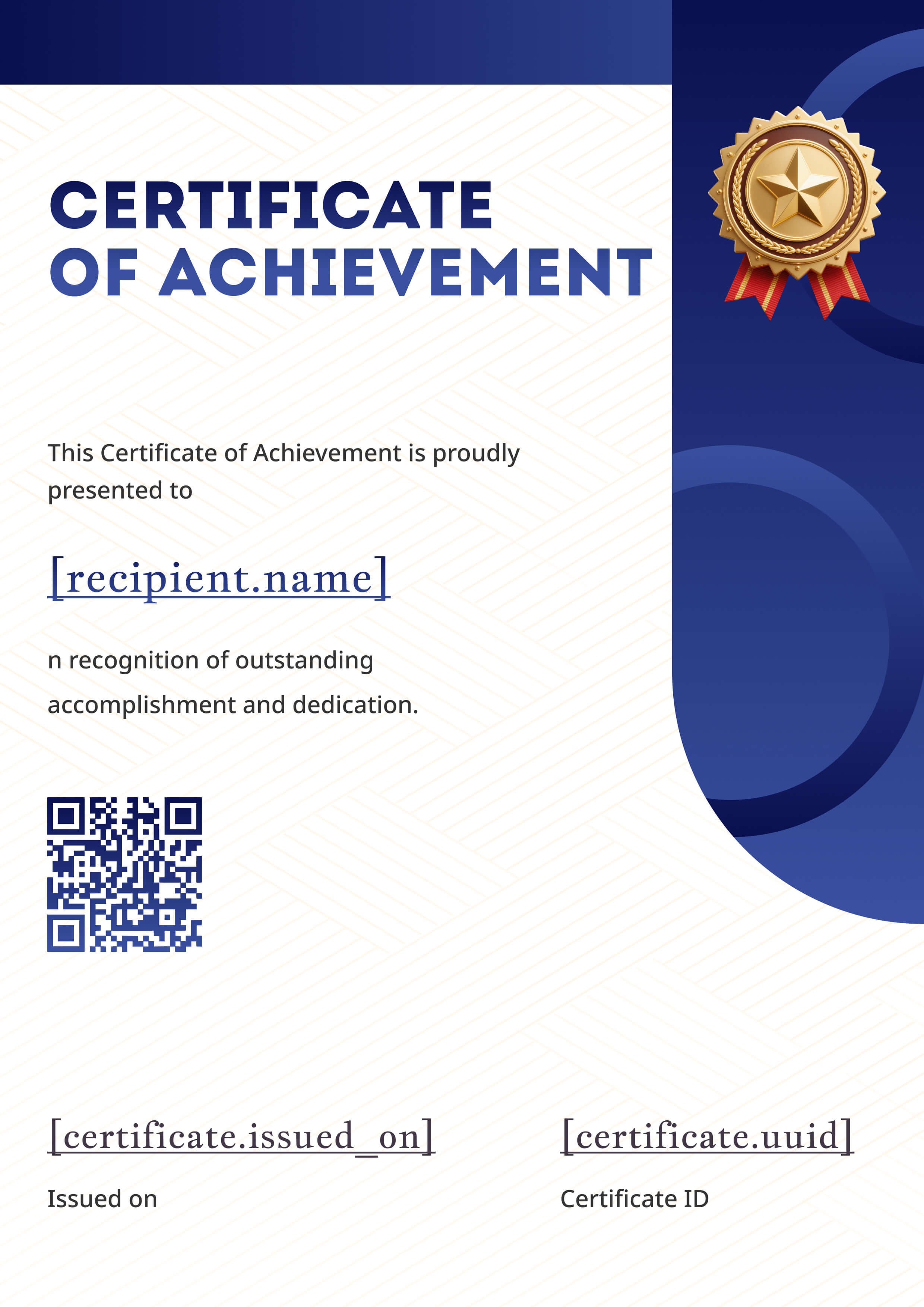 Royal Blue Star Medallion (Portrait) — certificate of completion template