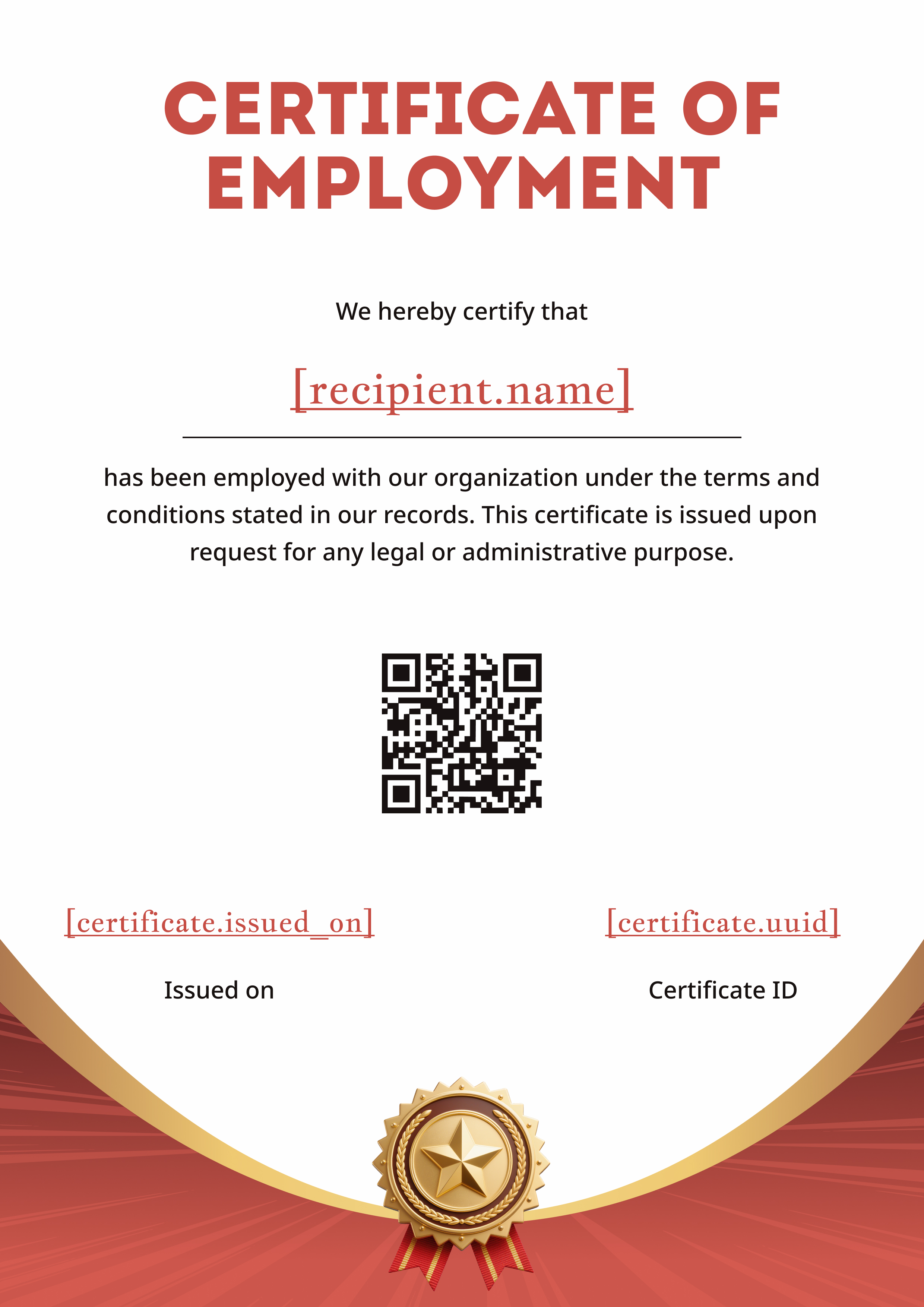 Bold Red Starburst Award (Portrait) — certificate of completion template preview