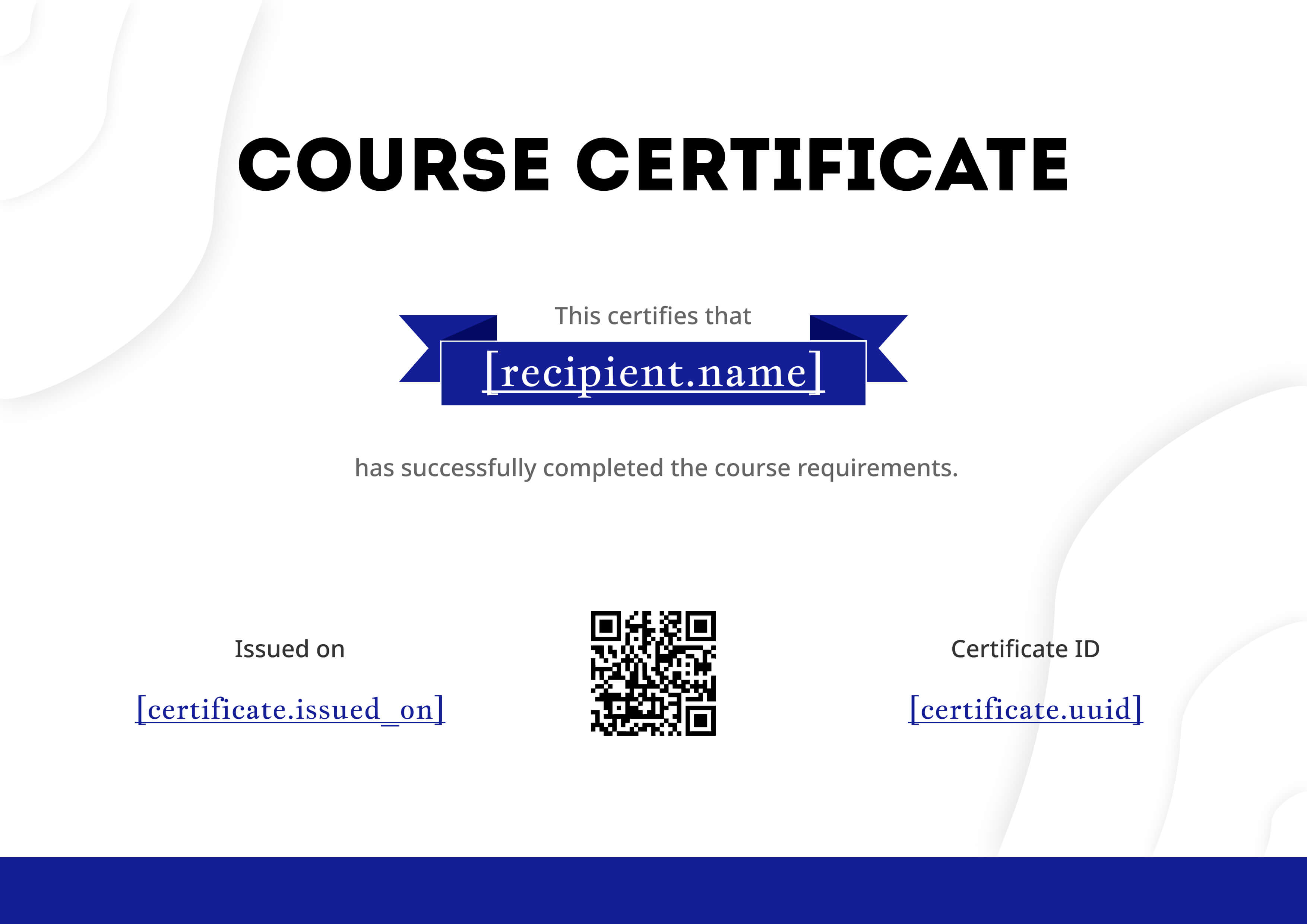 Navy Ribbon Banner — certificate of completion template preview