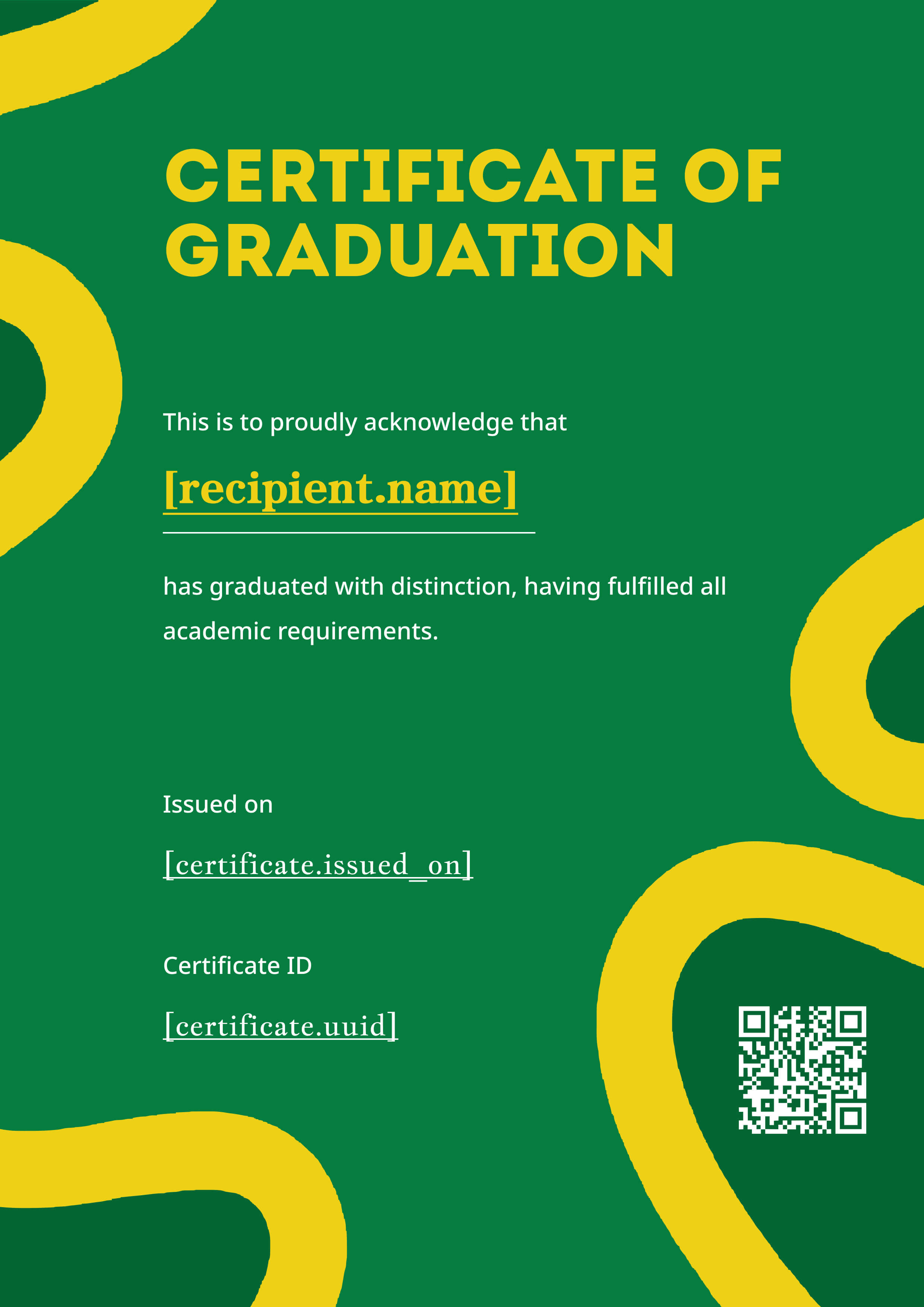 Green Groove Graduation Portrait — certificate of completion template preview