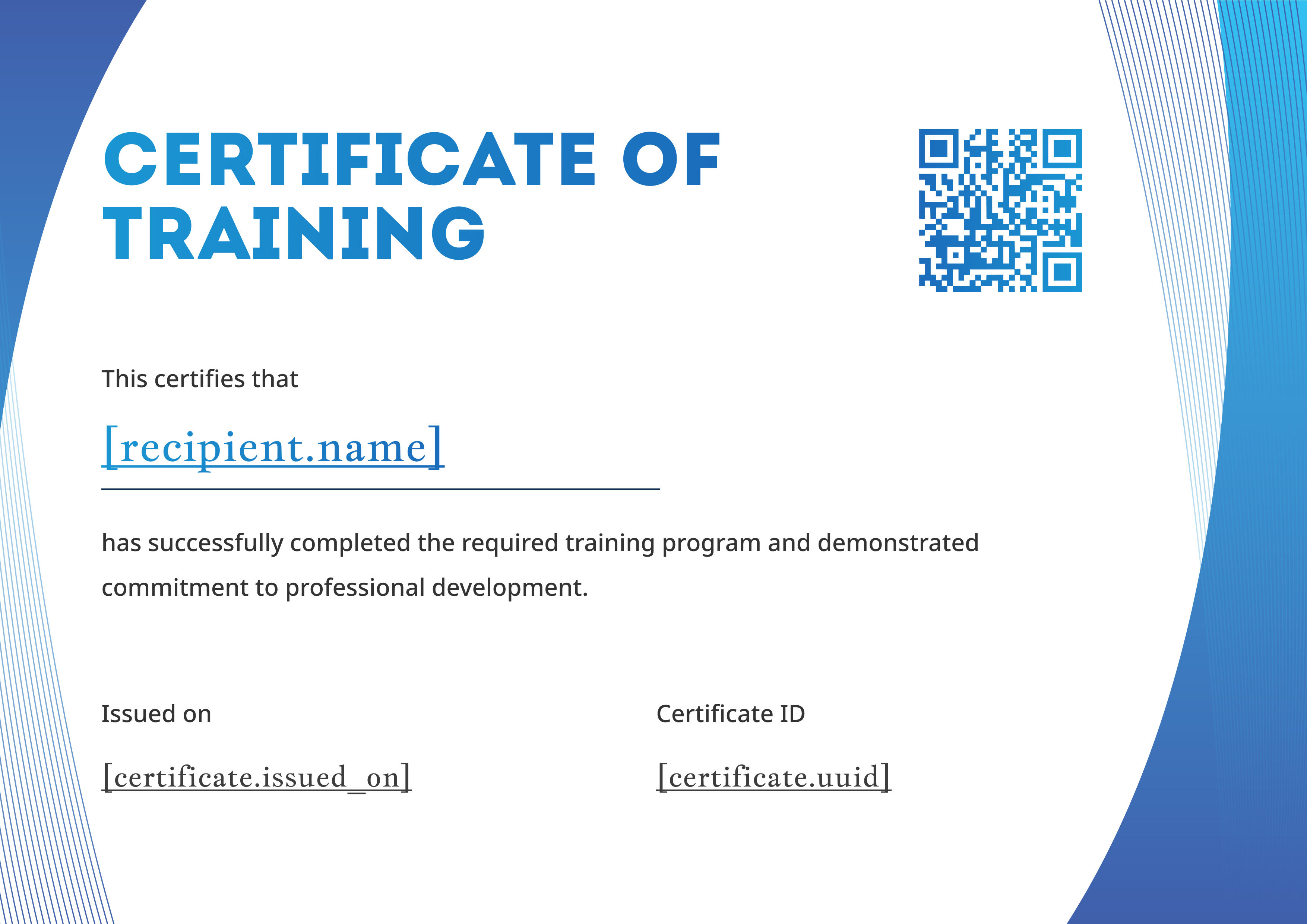 Blue Wave Modern Training Certificate — certificate of completion template preview