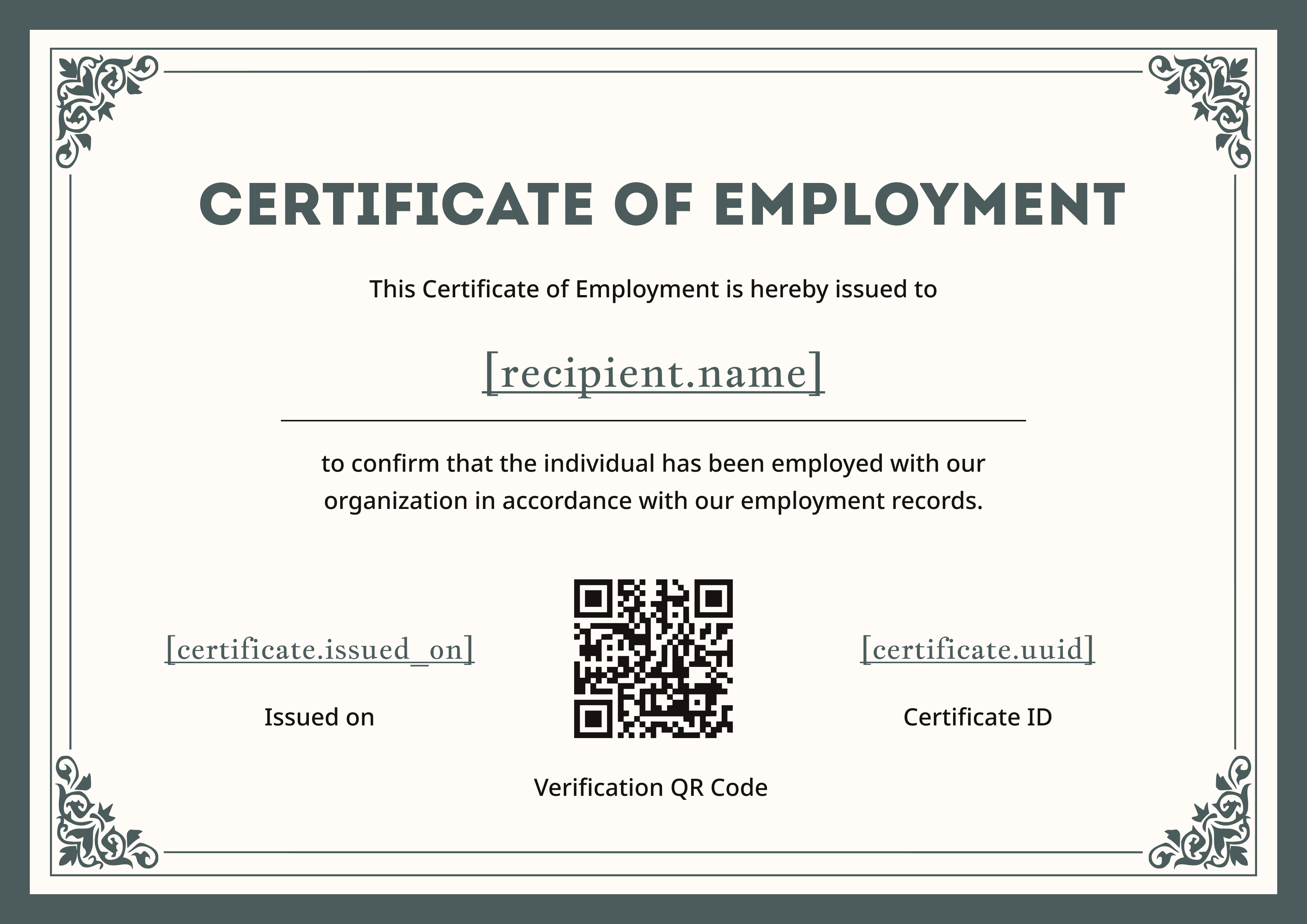 Classic Sage Floral Border — certificate of completion template preview