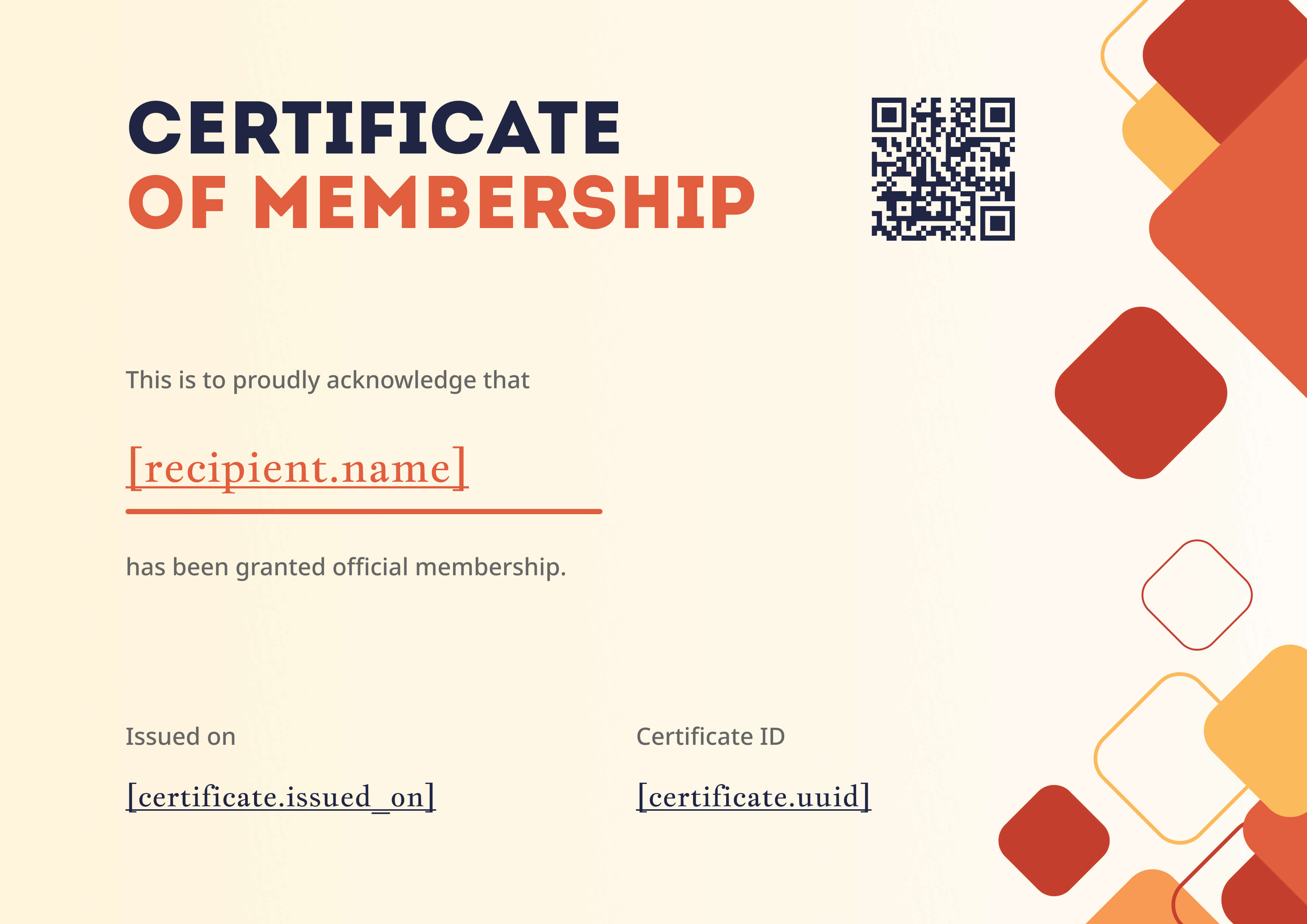 Coral Mosaic Modern — certificate of completion template preview