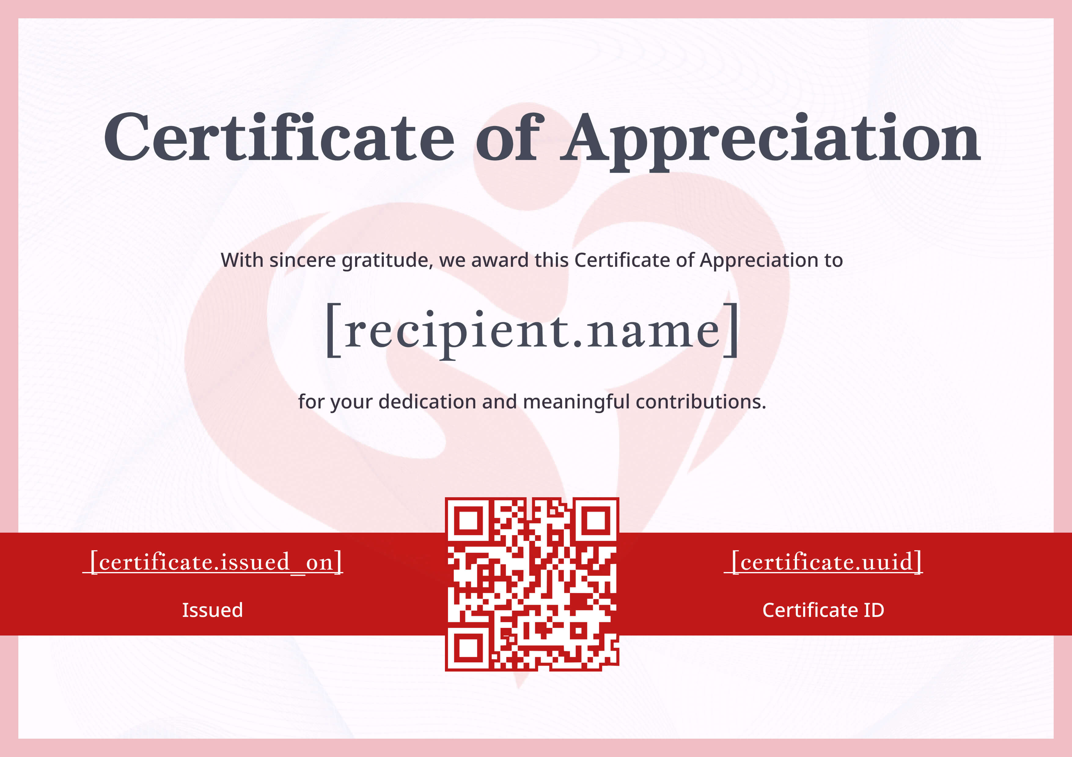 Blush Heart Watermark — certificate of completion template preview