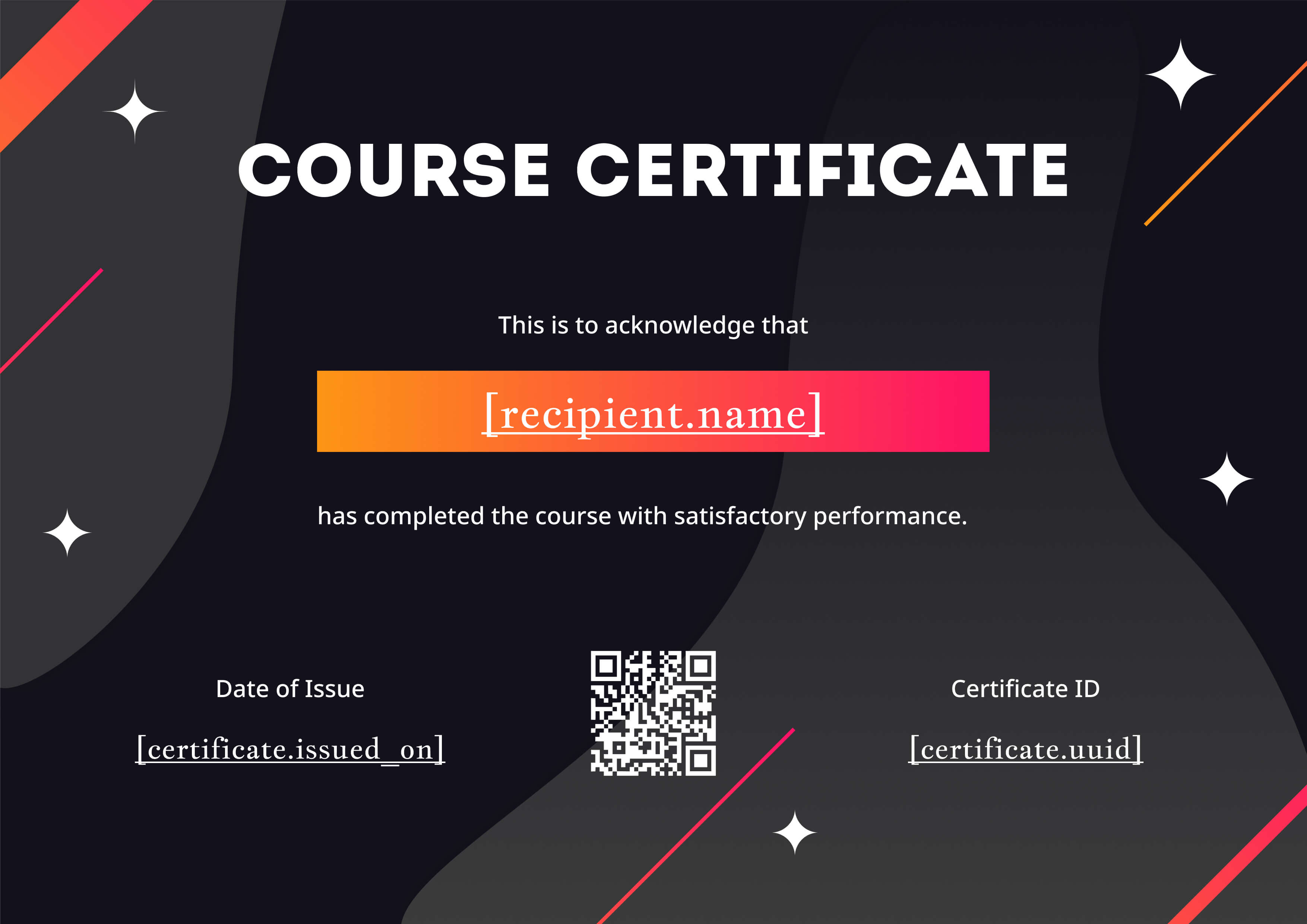 Midnight Gradient Glow — certificate of completion template preview