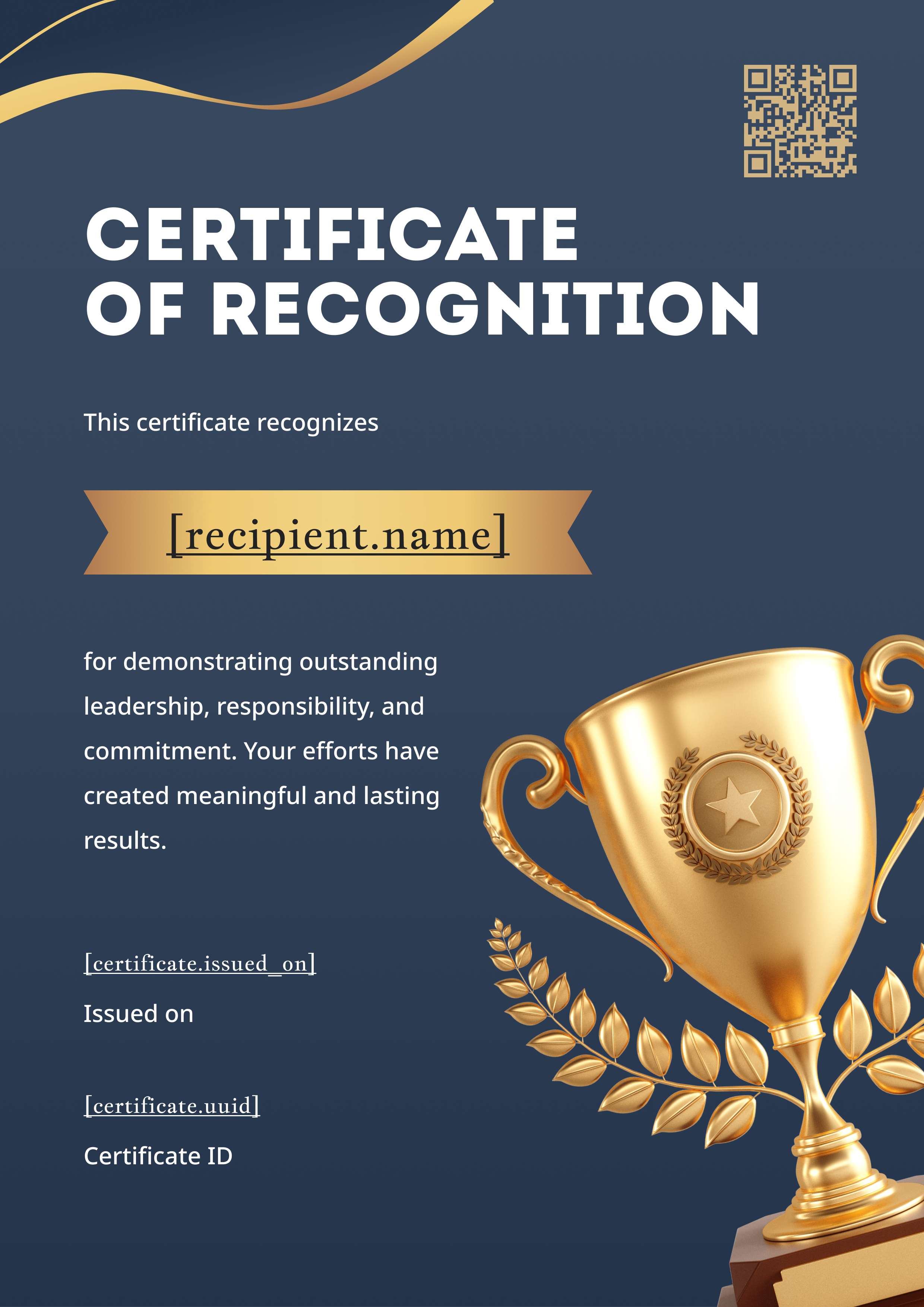 Golden Cup Leadership Portrait — certificate of completion template preview