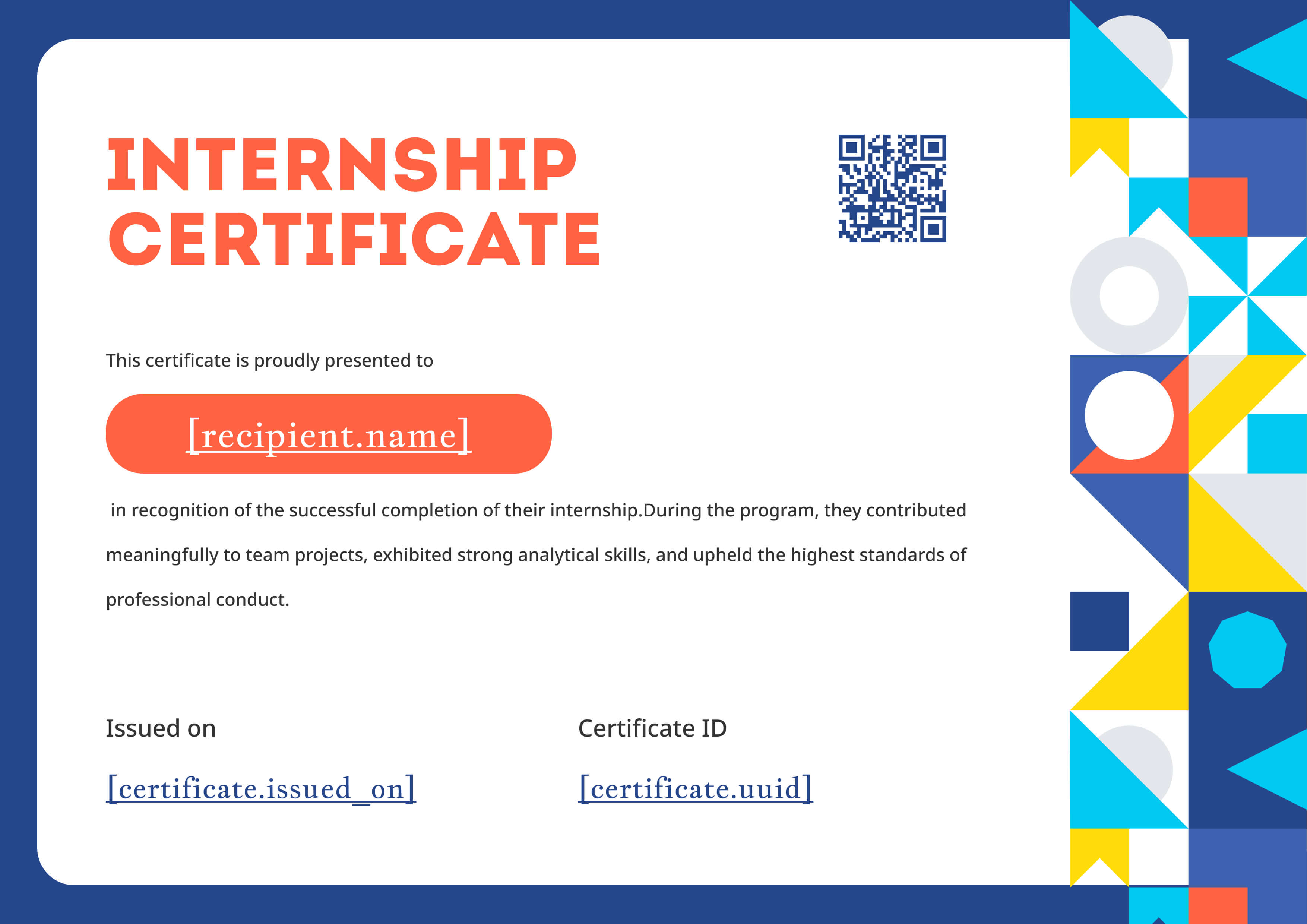Bauhaus Color Block Internship Certificate (Landscape) — certificate of completion template preview