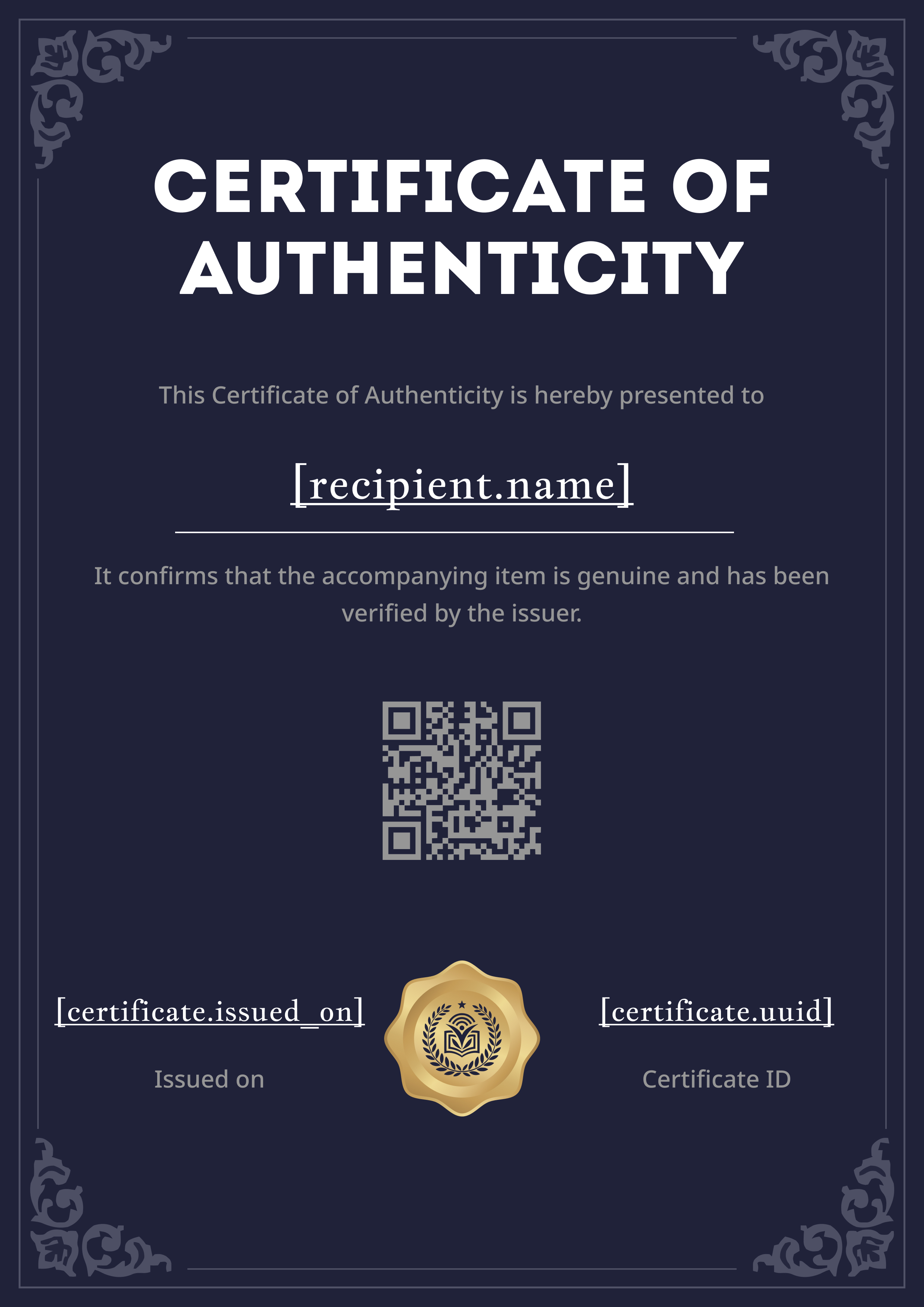 Navy Gold Wax Seal Portrait — certificate of completion template preview
