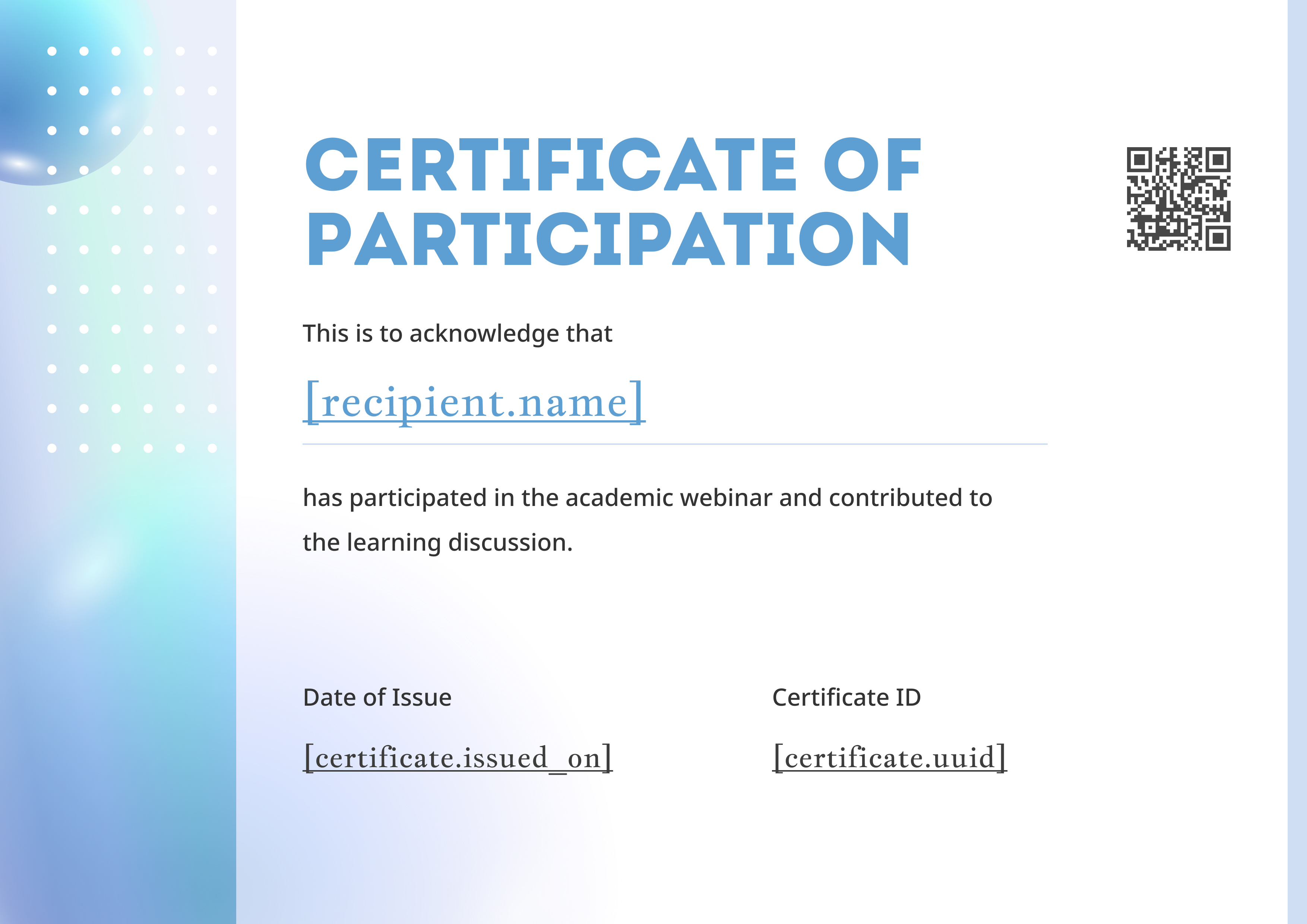 Soft Aurora Gradient (Landscape) — certificate of completion template preview