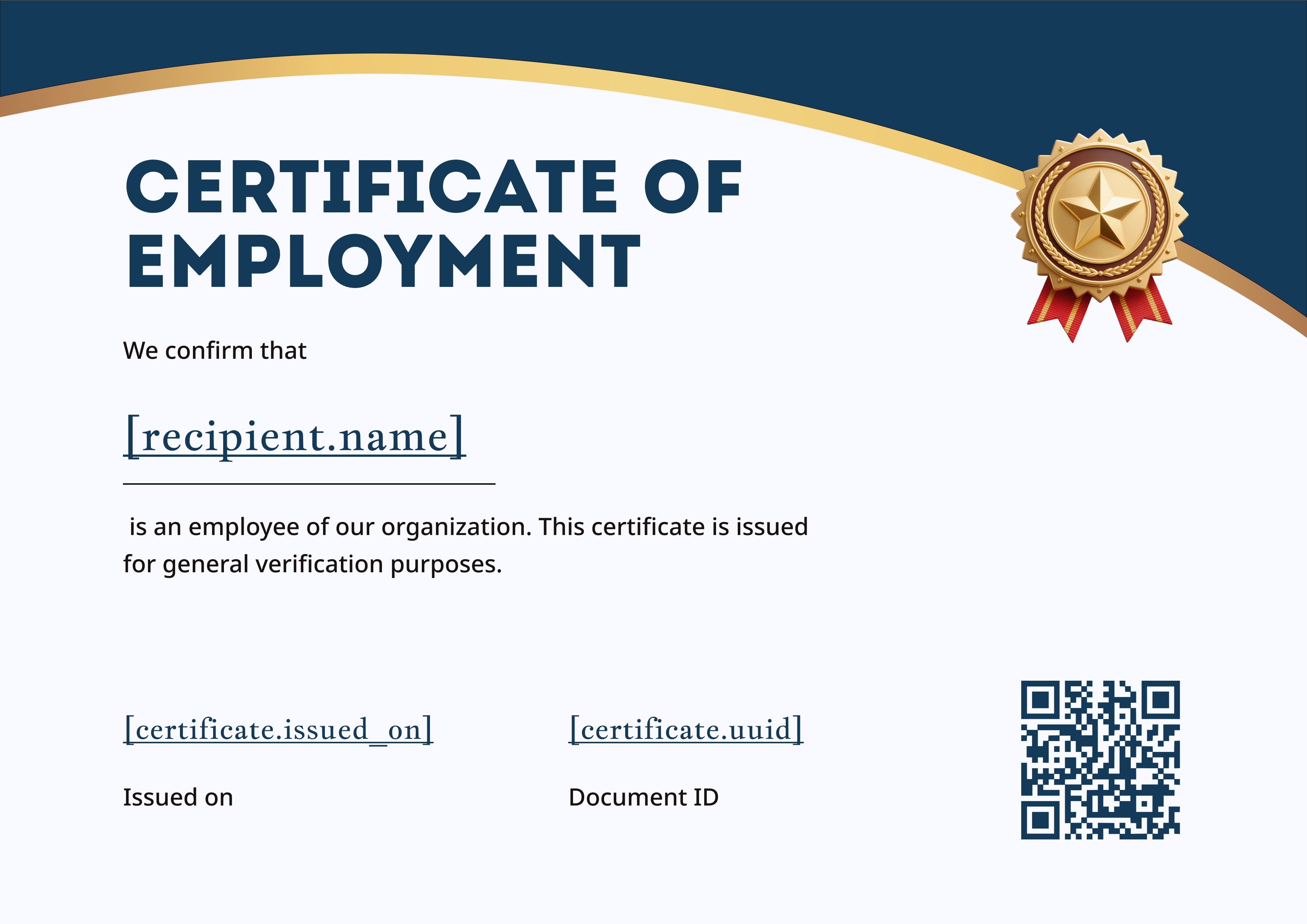 Modern Navy Corner Wave — certificate of completion template preview