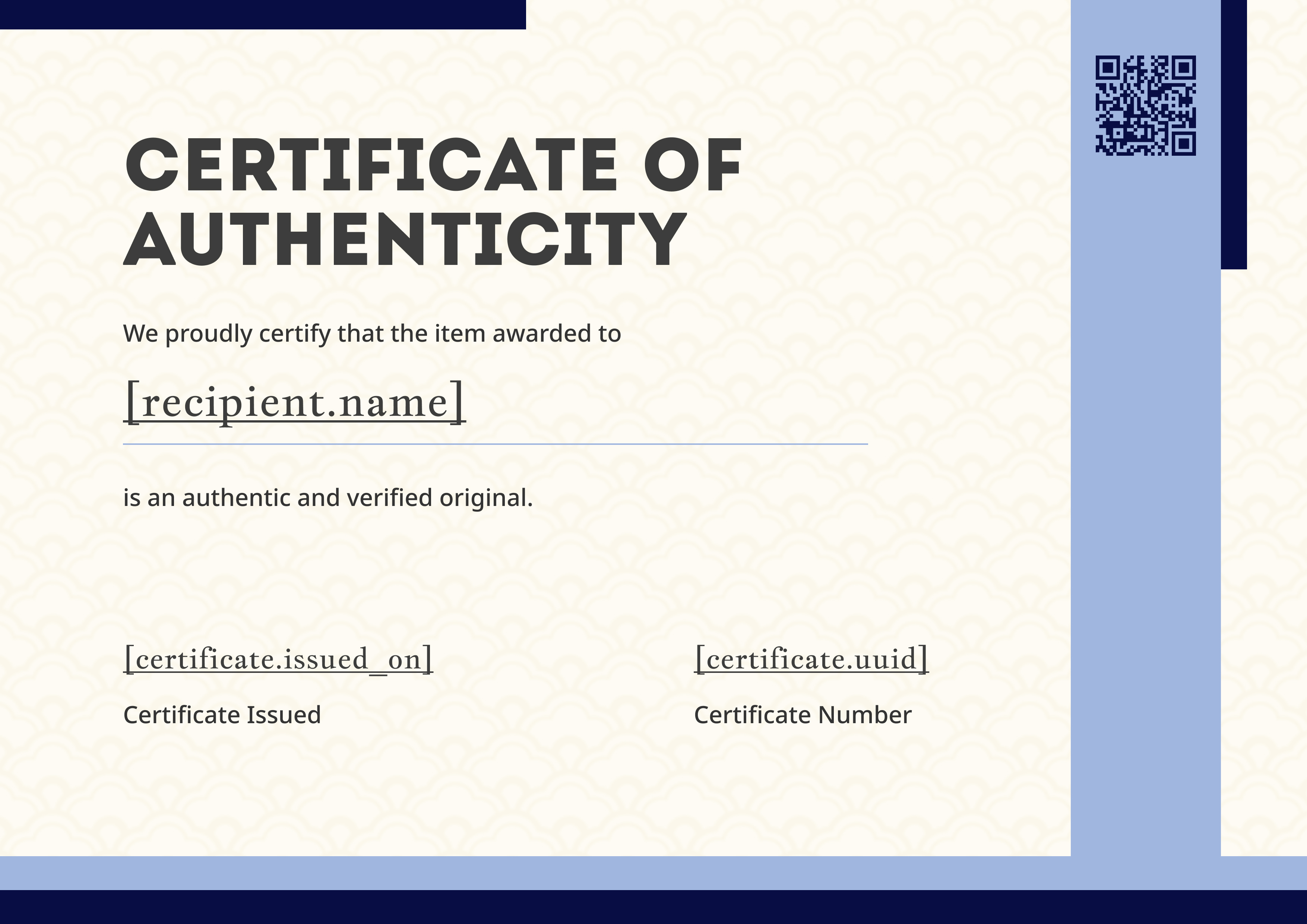 Navy Wave Modern Landscape — certificate of completion template preview