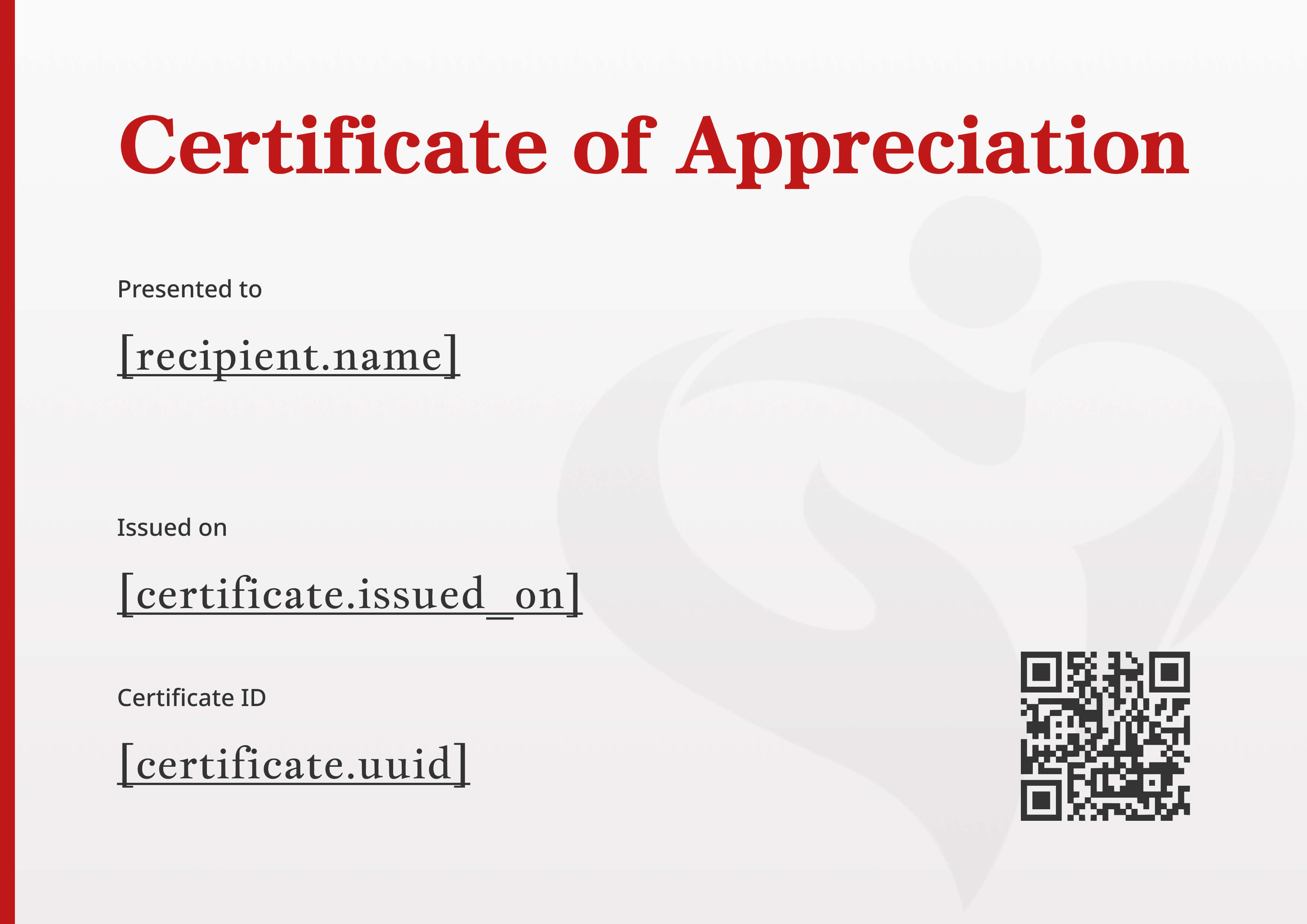 Minimalist Red Sidebar — certificate of completion template preview