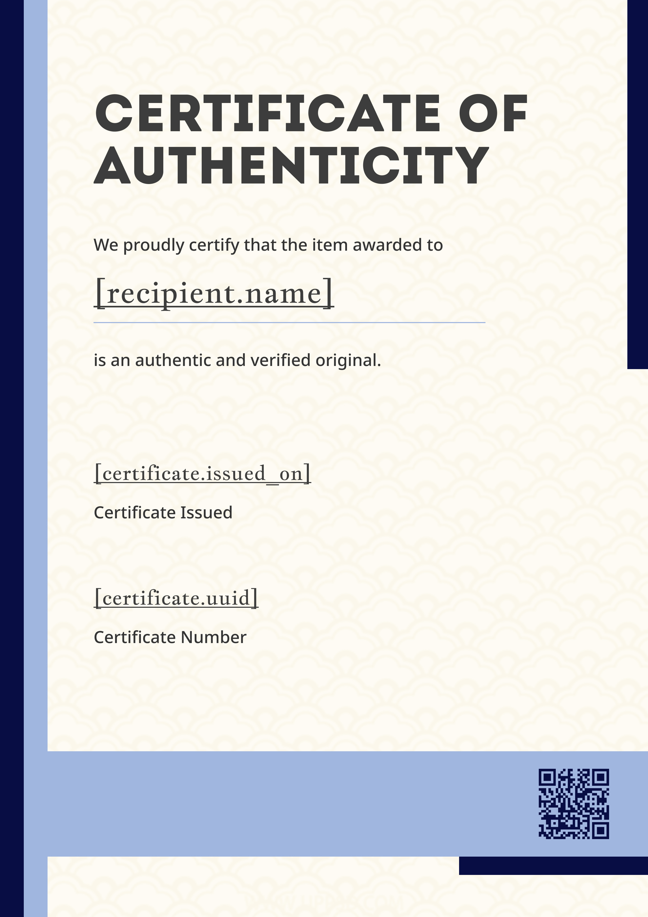 Navy Wave Modern Portrait — certificate of completion template preview