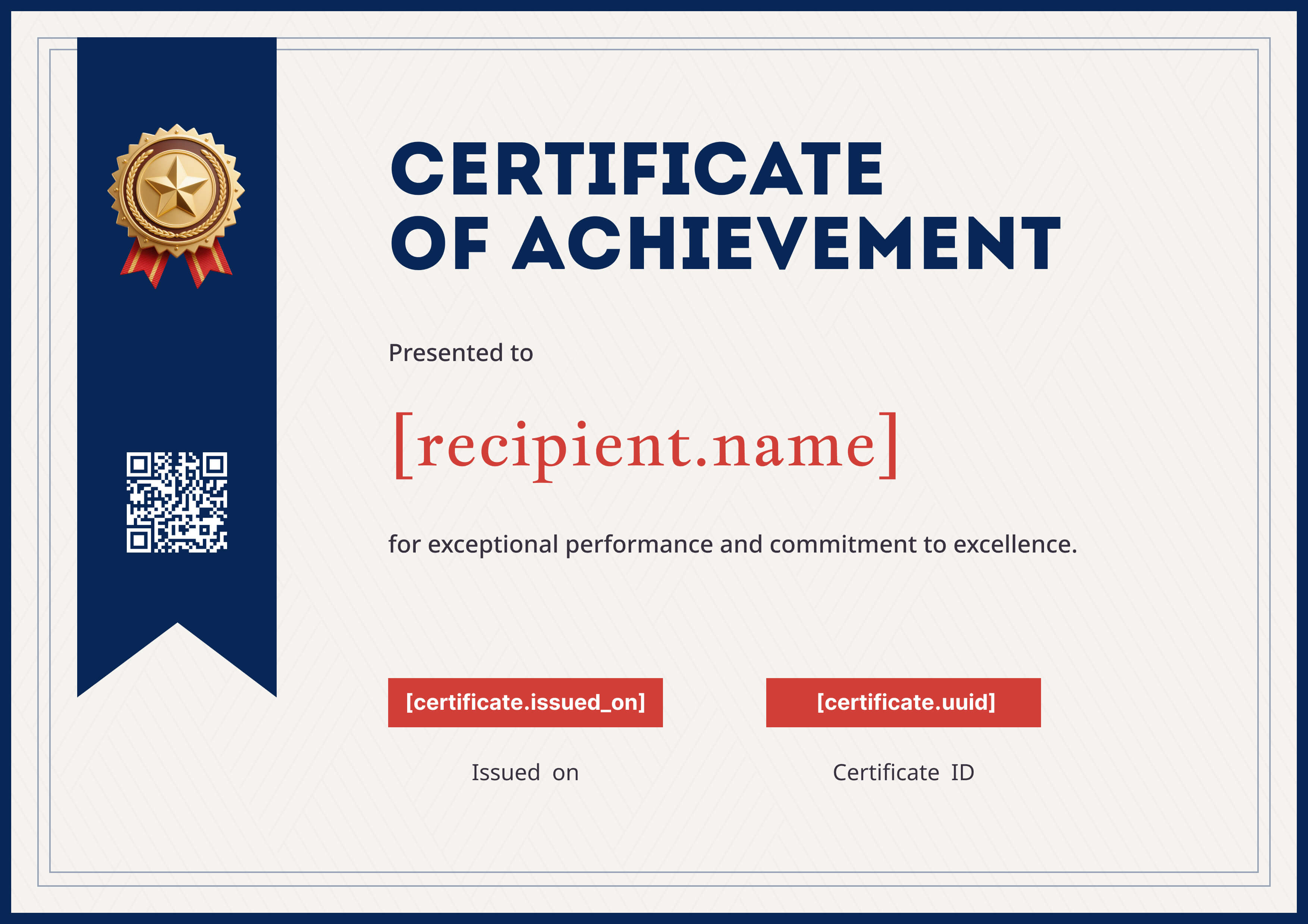 Patriotic Navy Ribbon — certificate of completion template preview