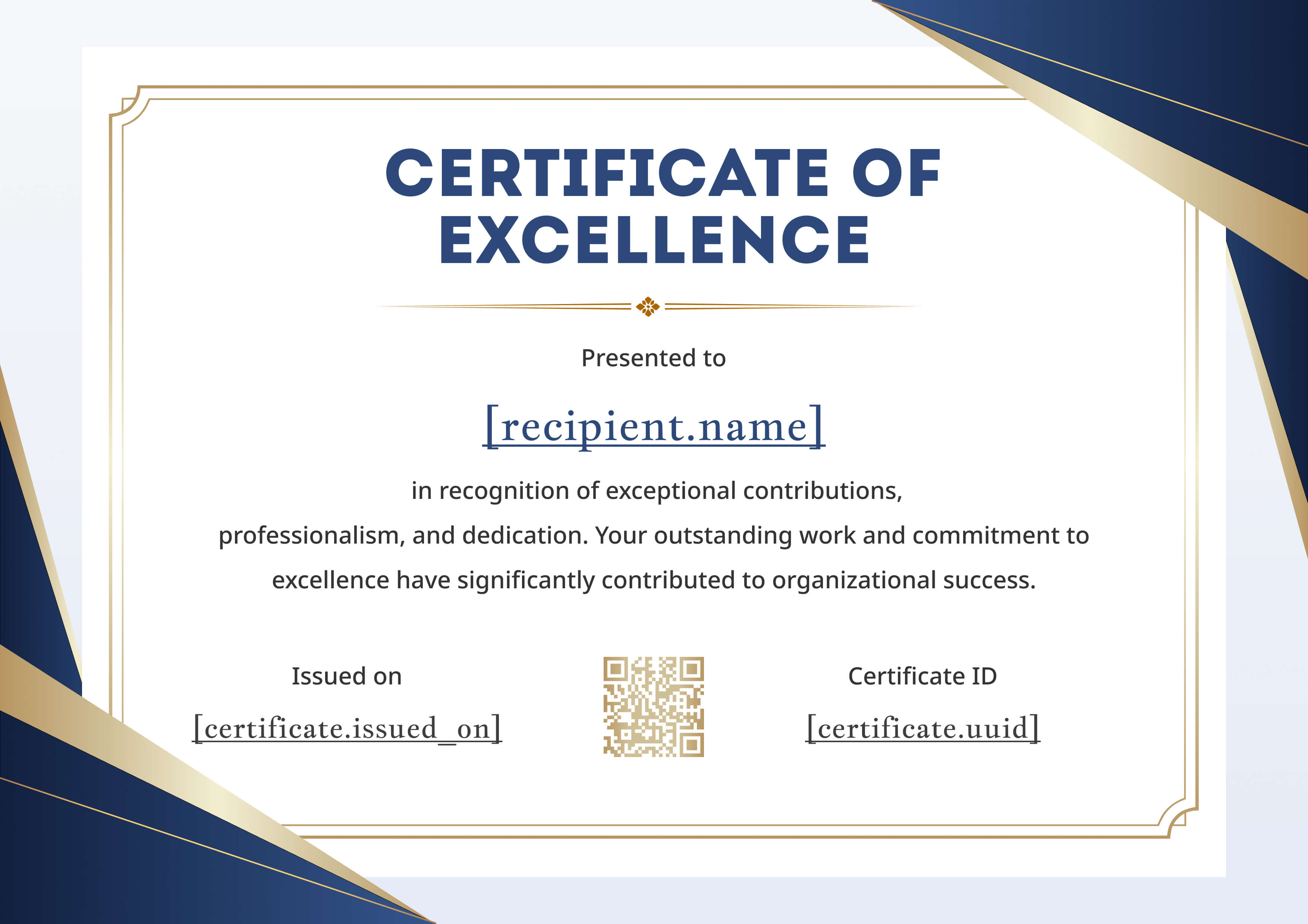 Royal Blue Summit Portrait — certificate of completion template preview