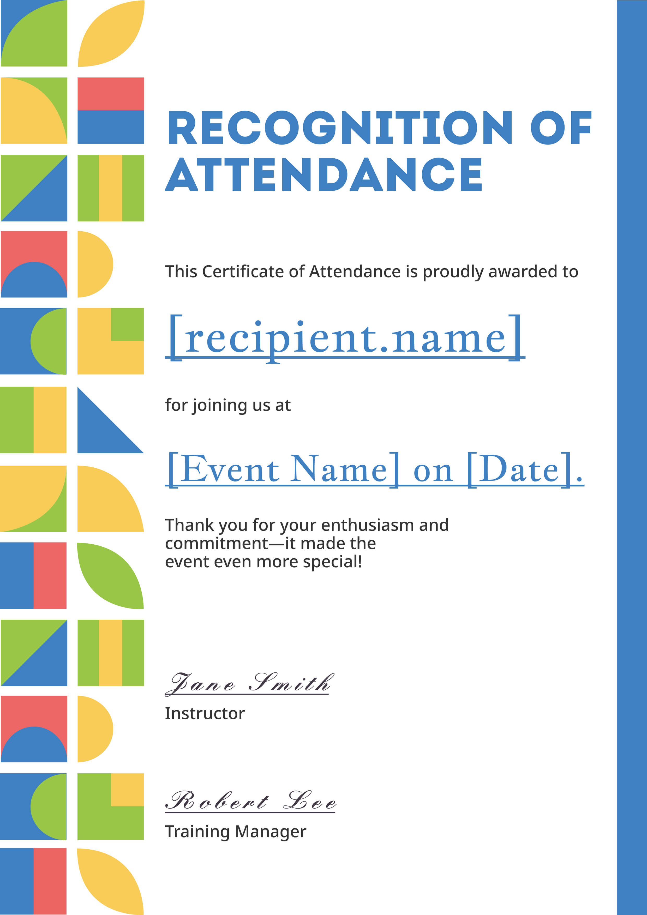 Bauhaus Color Blocks Portrait — certificate of completion template preview